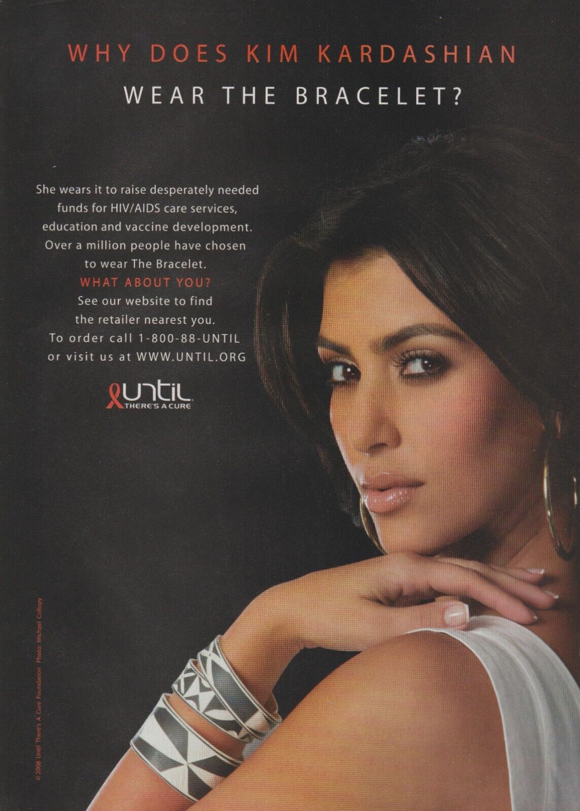 2008 Until There's A Cure - HIV/AIDS - Kim Kardashian - Magazine Print Ad Photo