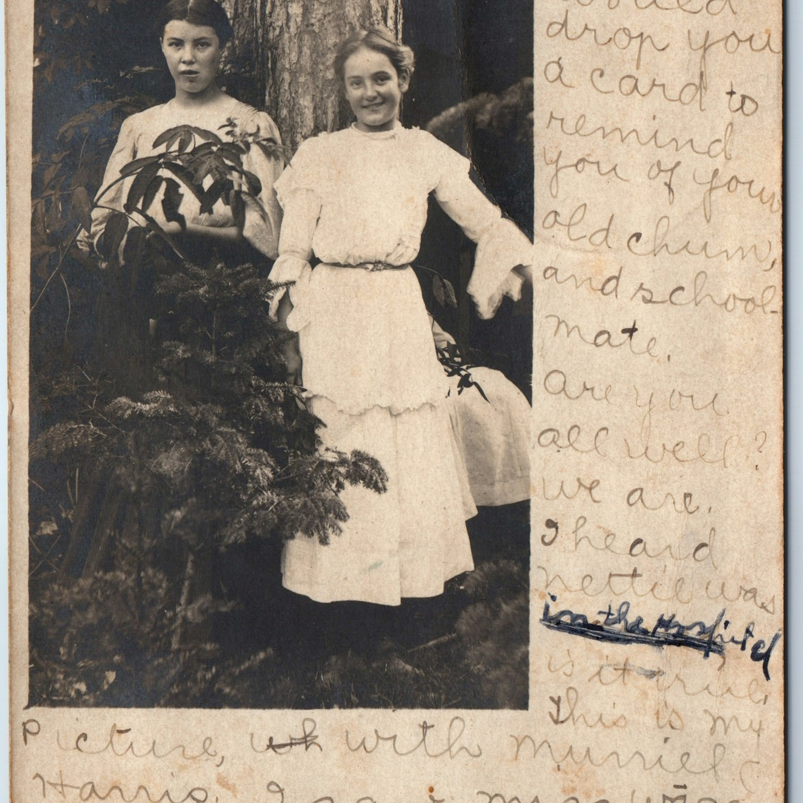 ID\'d 1906 UDB Bay Port, MI Cute Young Ladies RPPC To Girl Friend Real Photo A258