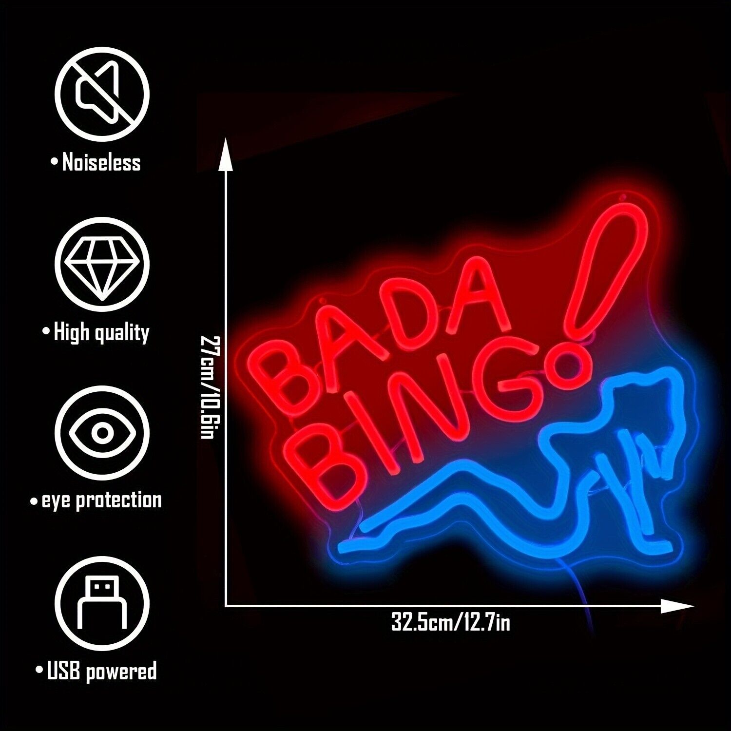 Bada Bing Neon Sign for Wall Decoration with Dimmable Light