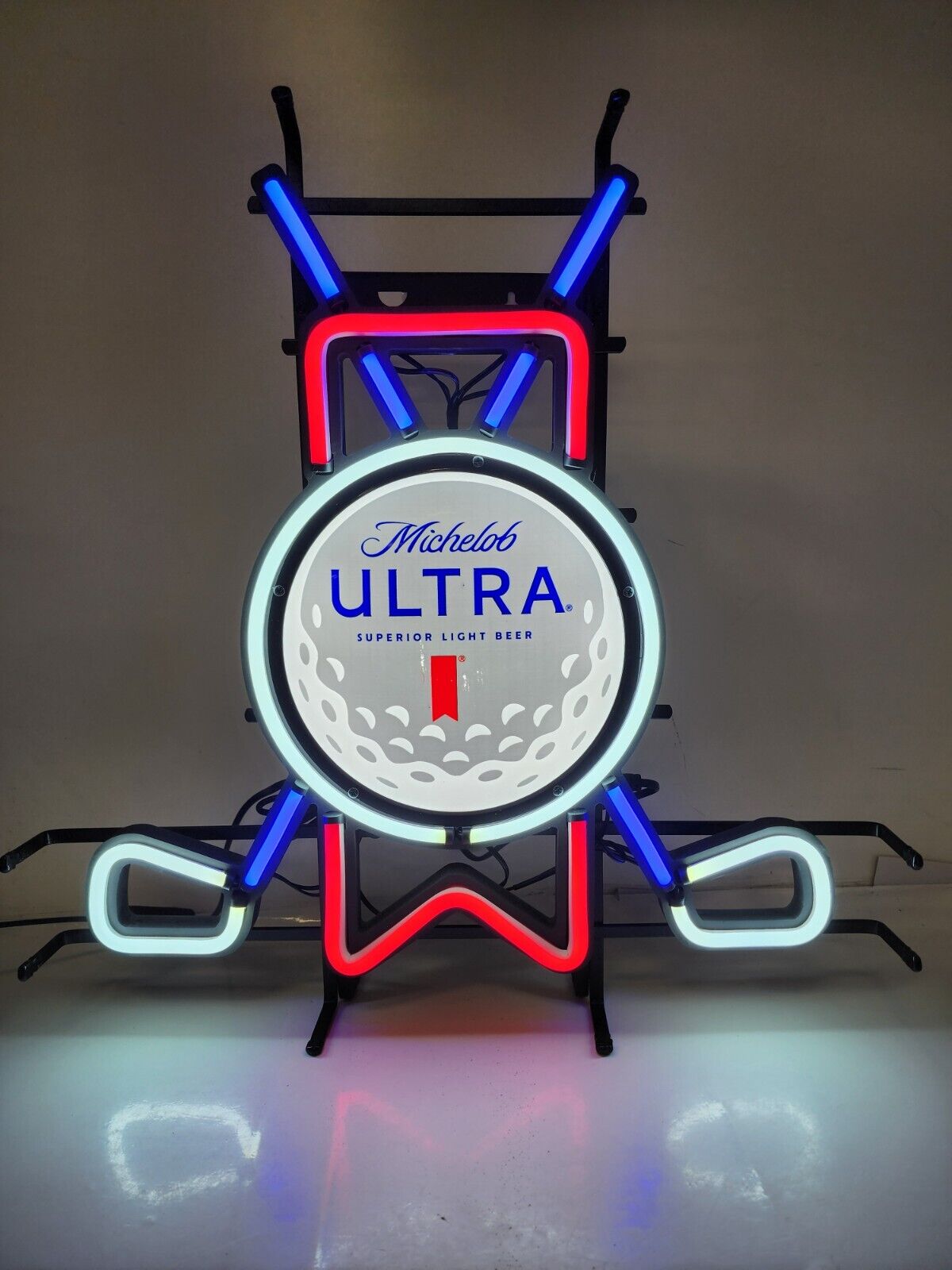 Michelob Ultra Beer Golf Ball & Clubs Light Up Led Sign Man Cave Game Room