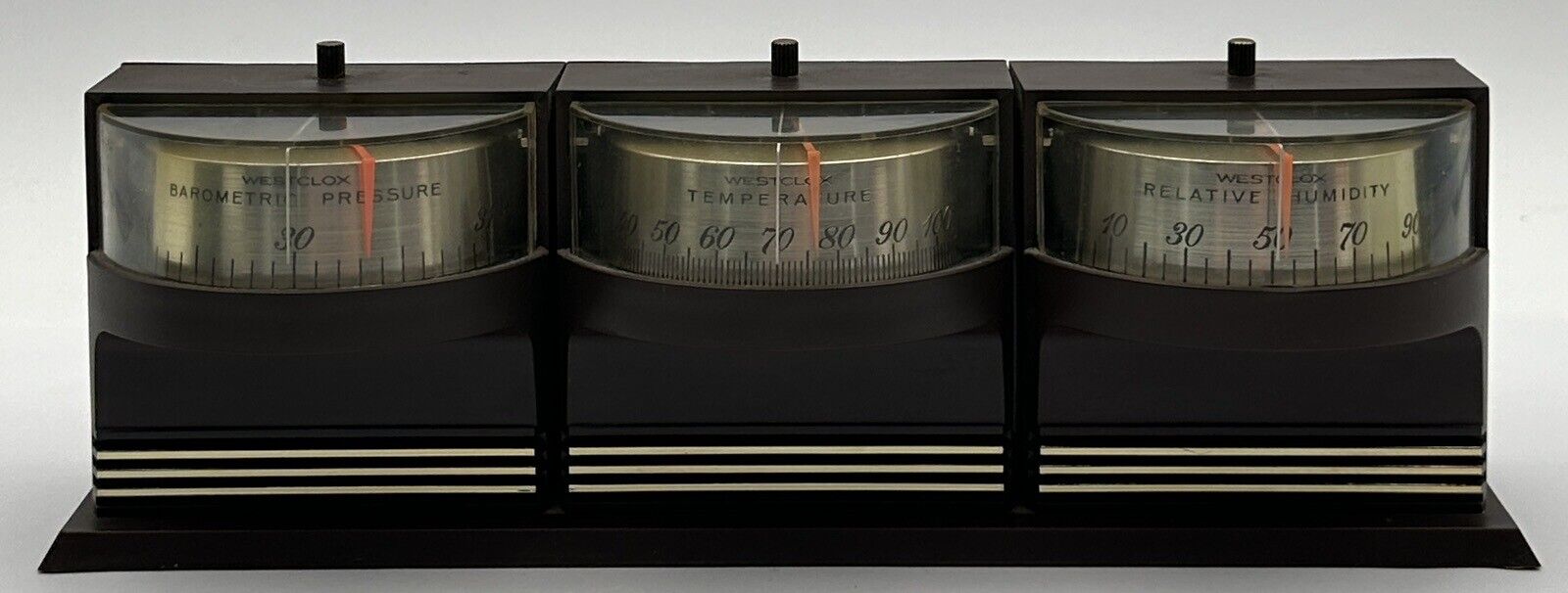 Vintage Westclox Weather Gauges Temperature Humidity Barometer MCM Mid Century