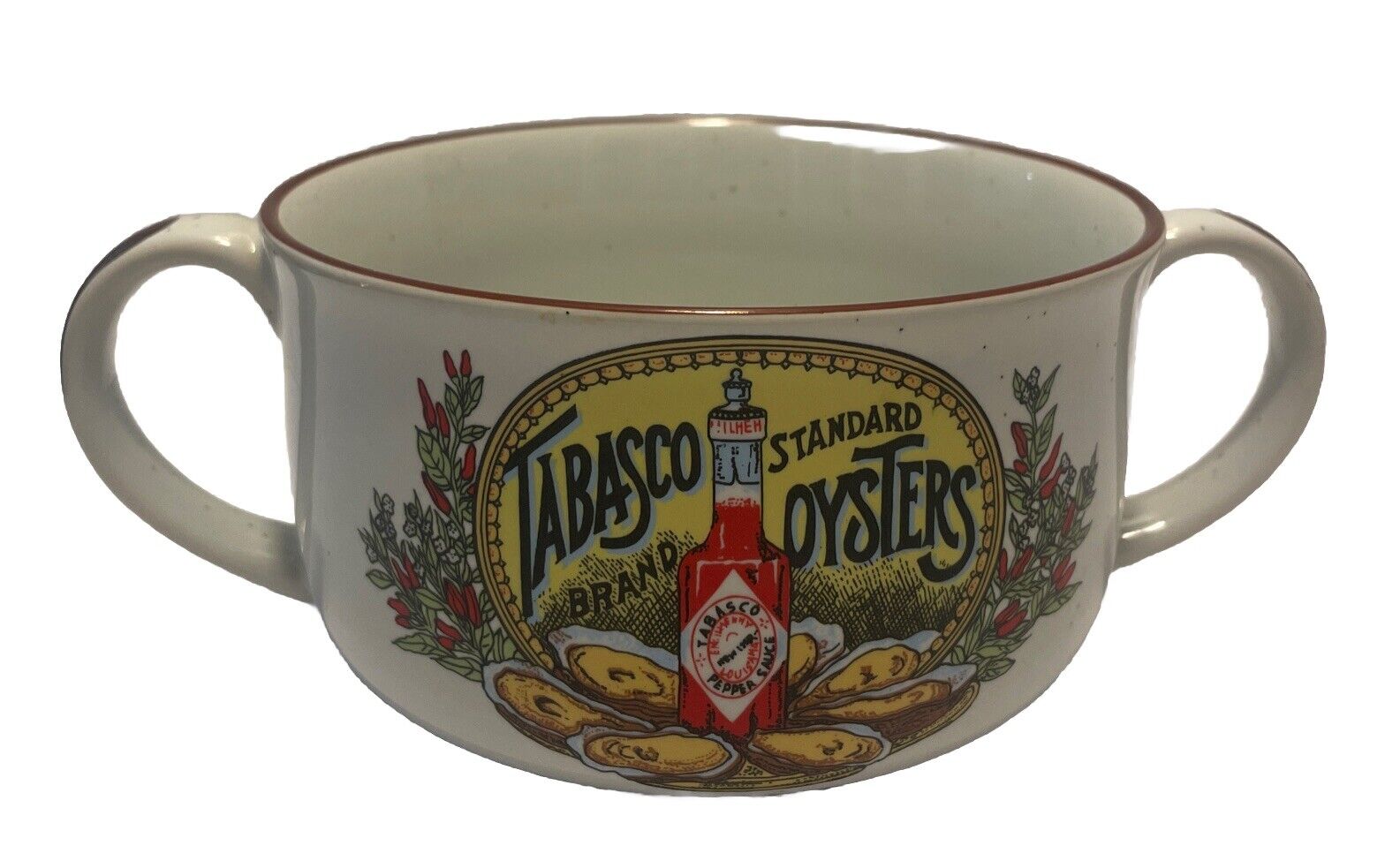 Tabasco Brand Standard Oysters Double Handle Bowl. EUC