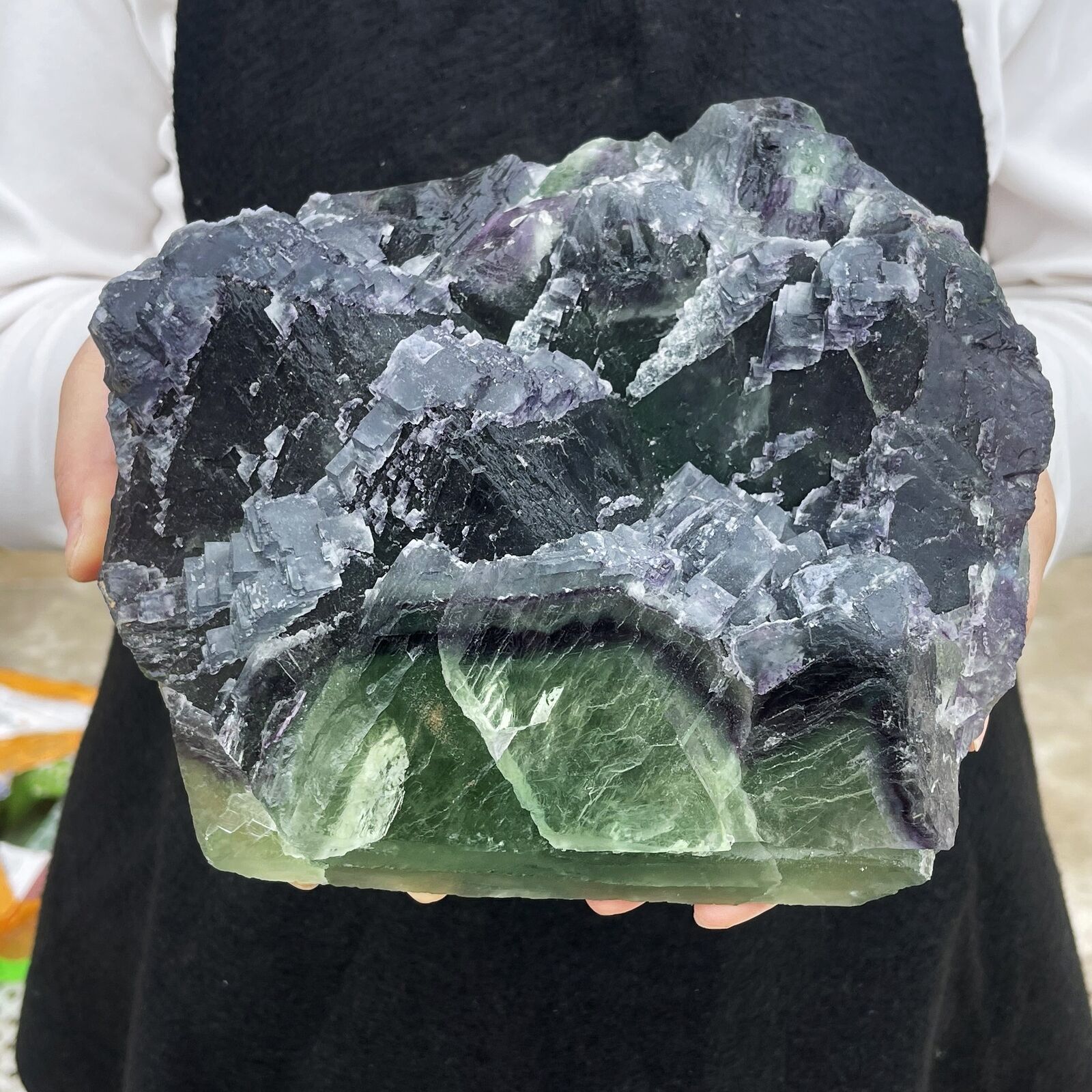 13.4LB Natural Green Fluorite Quartz Calcite Crystal Specimen Stone Healing