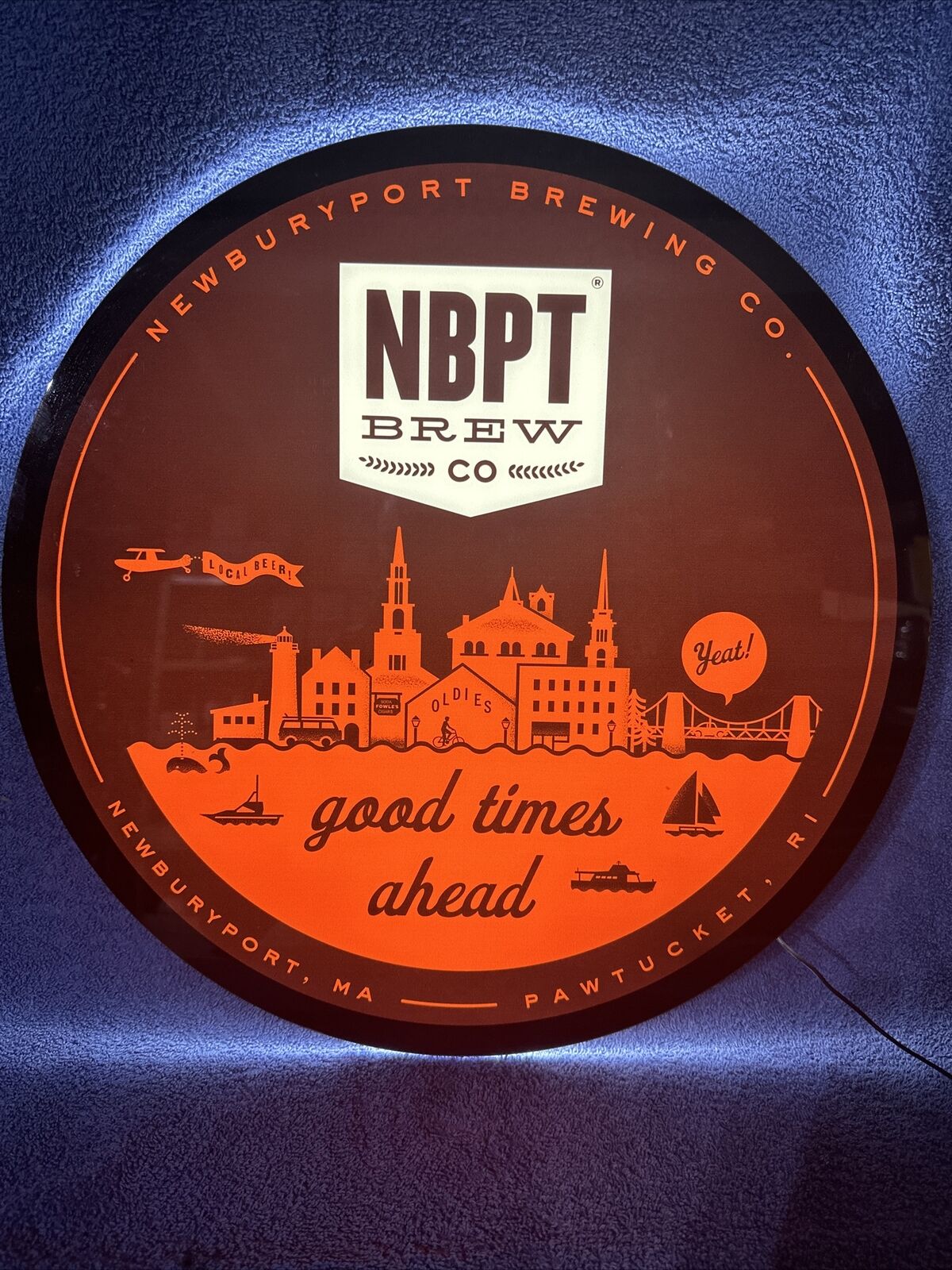 AWESOME NBPT NEWBURYPORT BREWING LIGHT UP LED BEER SIGN PAWTUCKET
