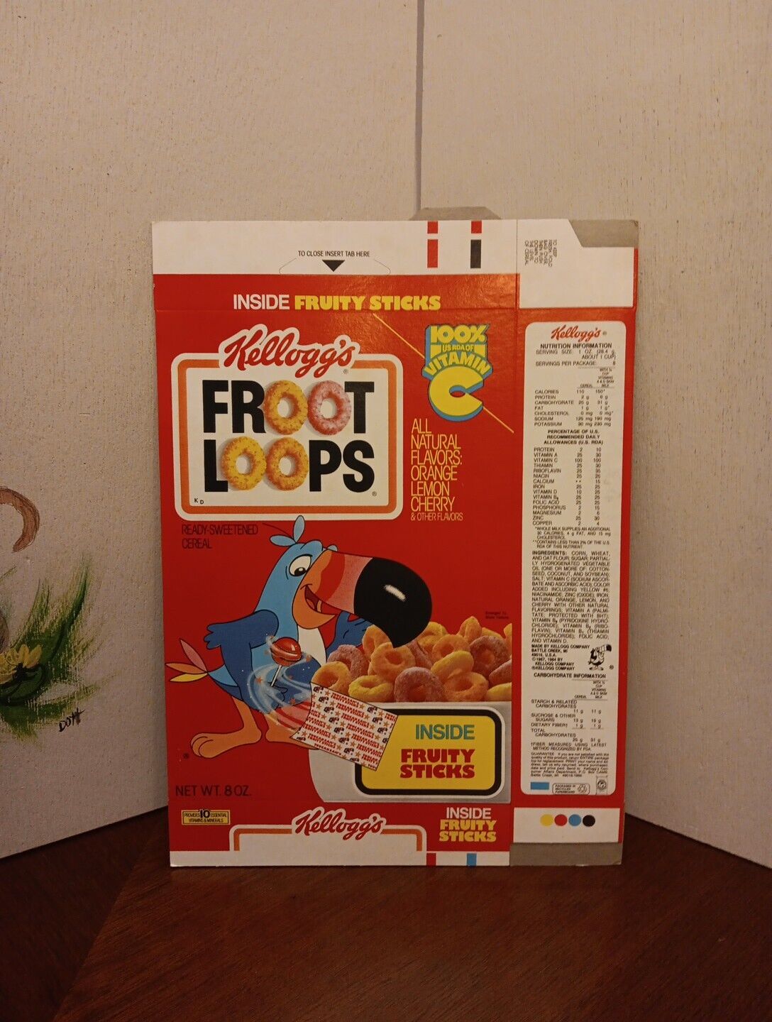 Vintage 1988 Kellogg's Froot Loops~NEW~Sega Master Offer~Fruity Snacks~ 8 OZ.
