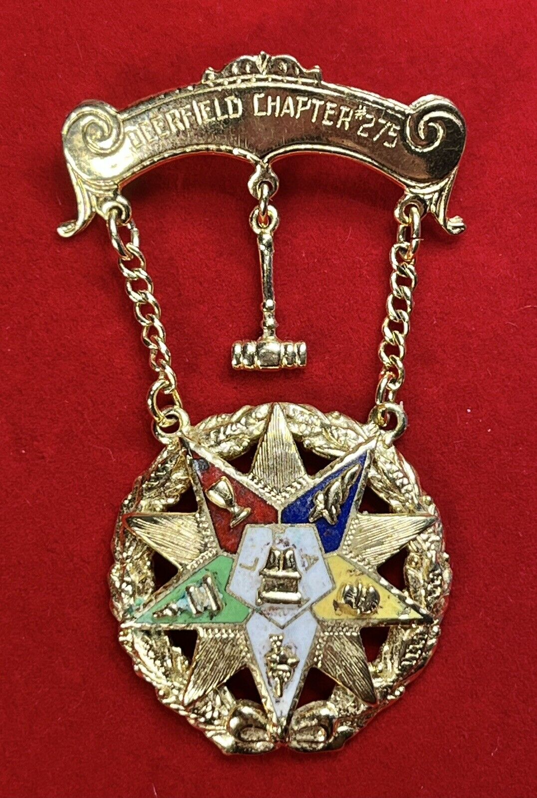 Mason's Order of The Eastern Star Deerfield Chapter 275  10K Yellow Gold Medal