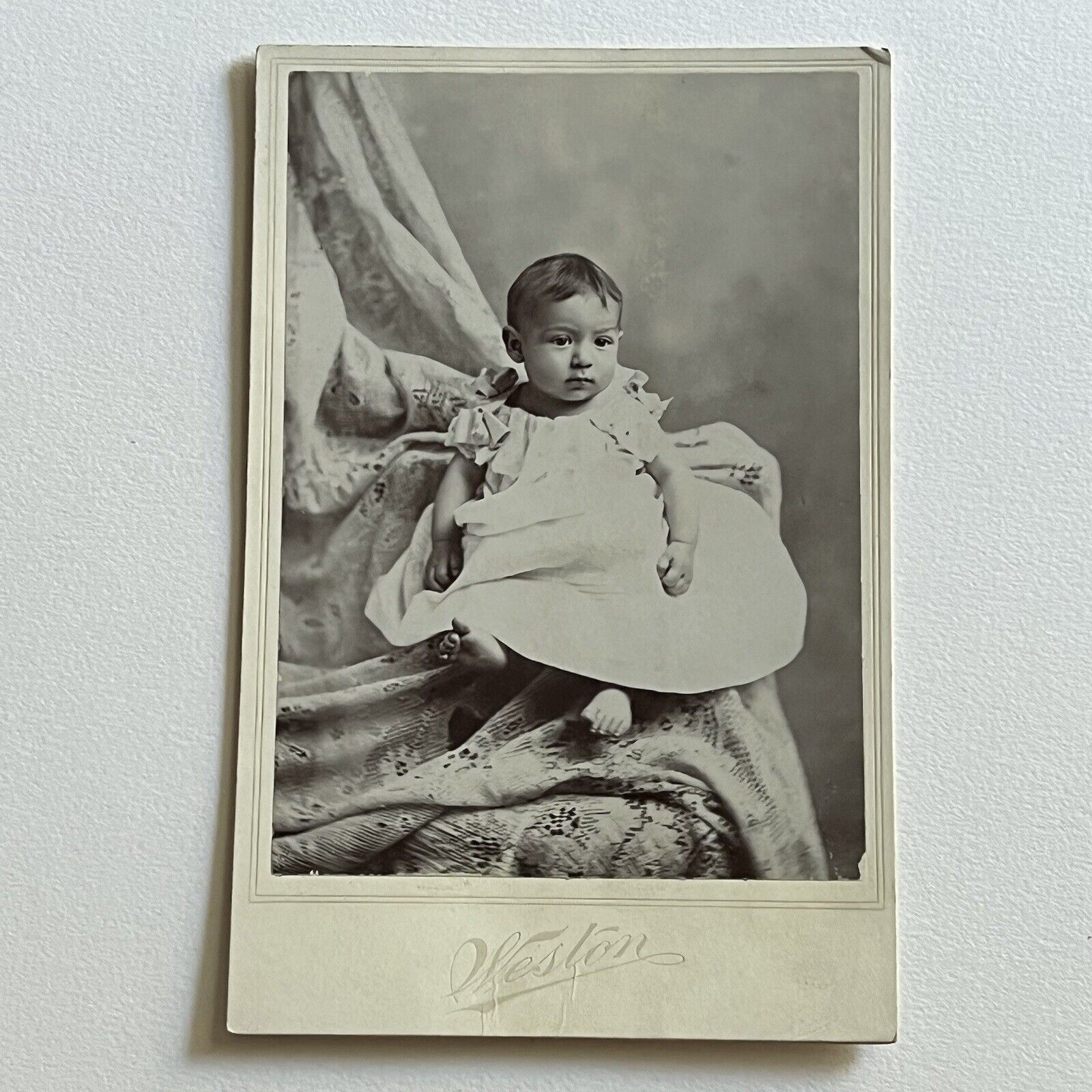 Antique Cabinet Card Photograph Adorable Sweet Baby Hidden Mother