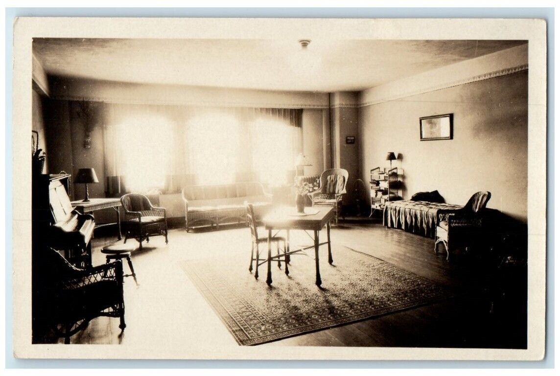 c1910\'s Parlor Residence Interior Piano View Marshfield OR RPPC Photo Postcard