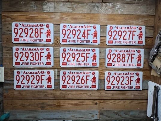 2005 Alabama Lot of 9 Expired Fire Fighter License Plate Auto Tags 92928F