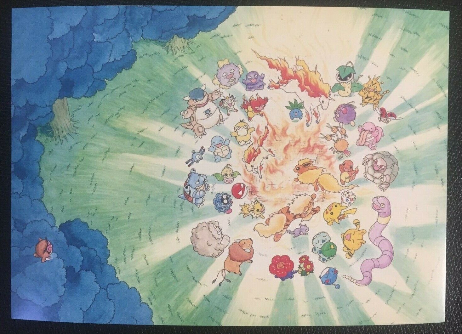 Pokemon Postcard 1 sheet Pikachu & Friends by Keiko Fukuyama Art Japanese N/M FS