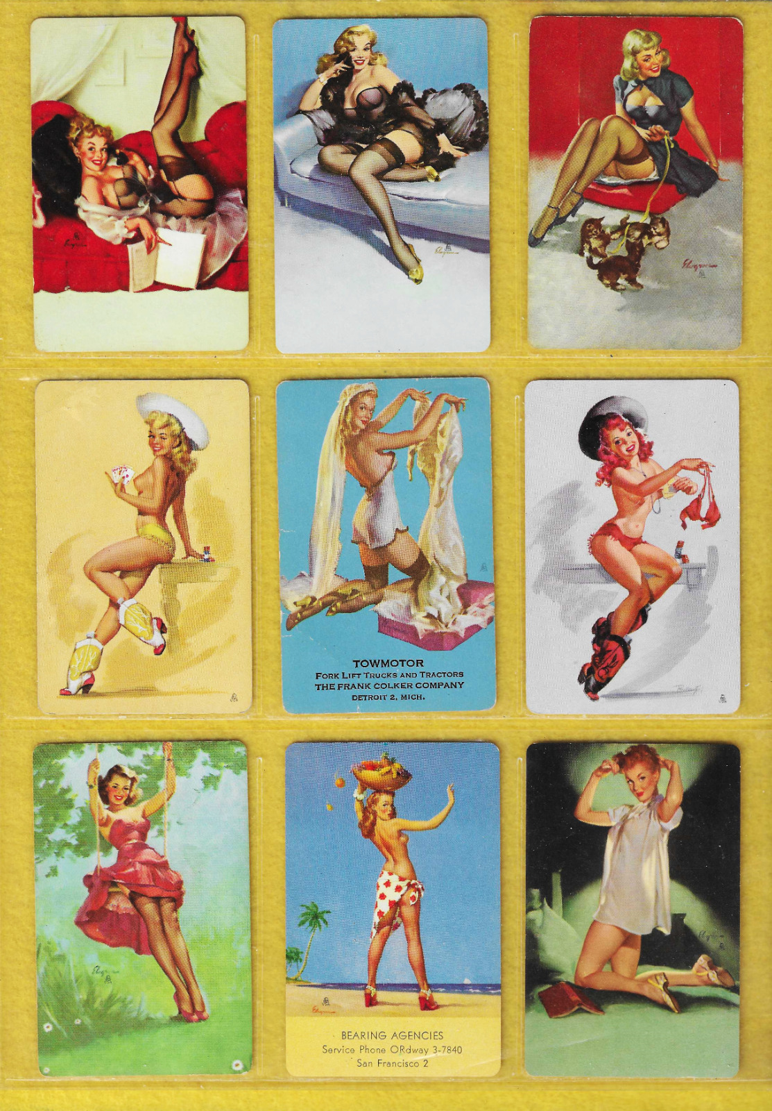 9 Vintage Pinup Playing Cards Gil Elvgren (7) Joyce Ballantyne (2)  1950s-1960s