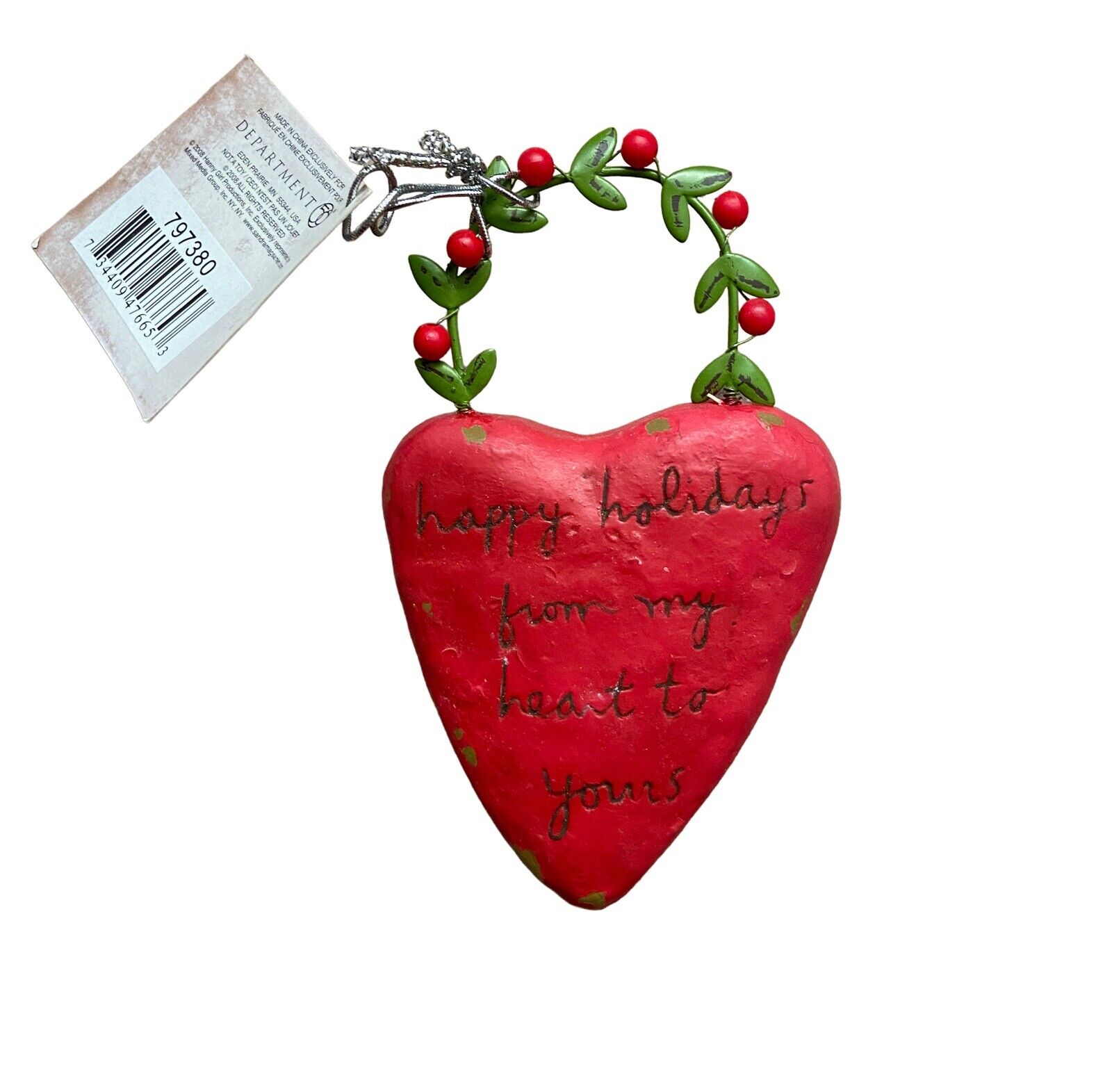Silvestri Sandra Magsamen Ornament Heart Shape Happy Holidays From My Heart ...