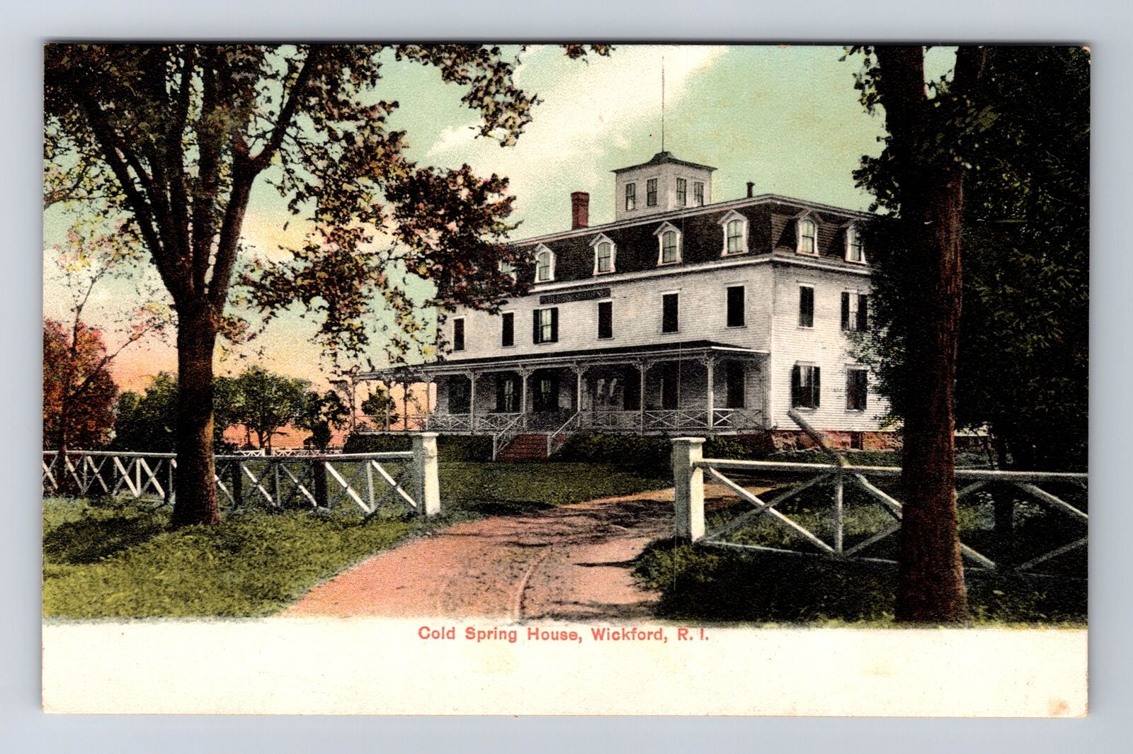 Wickford RI-Rhode Island, Cold Spring House, Antique, Vintage Postcard