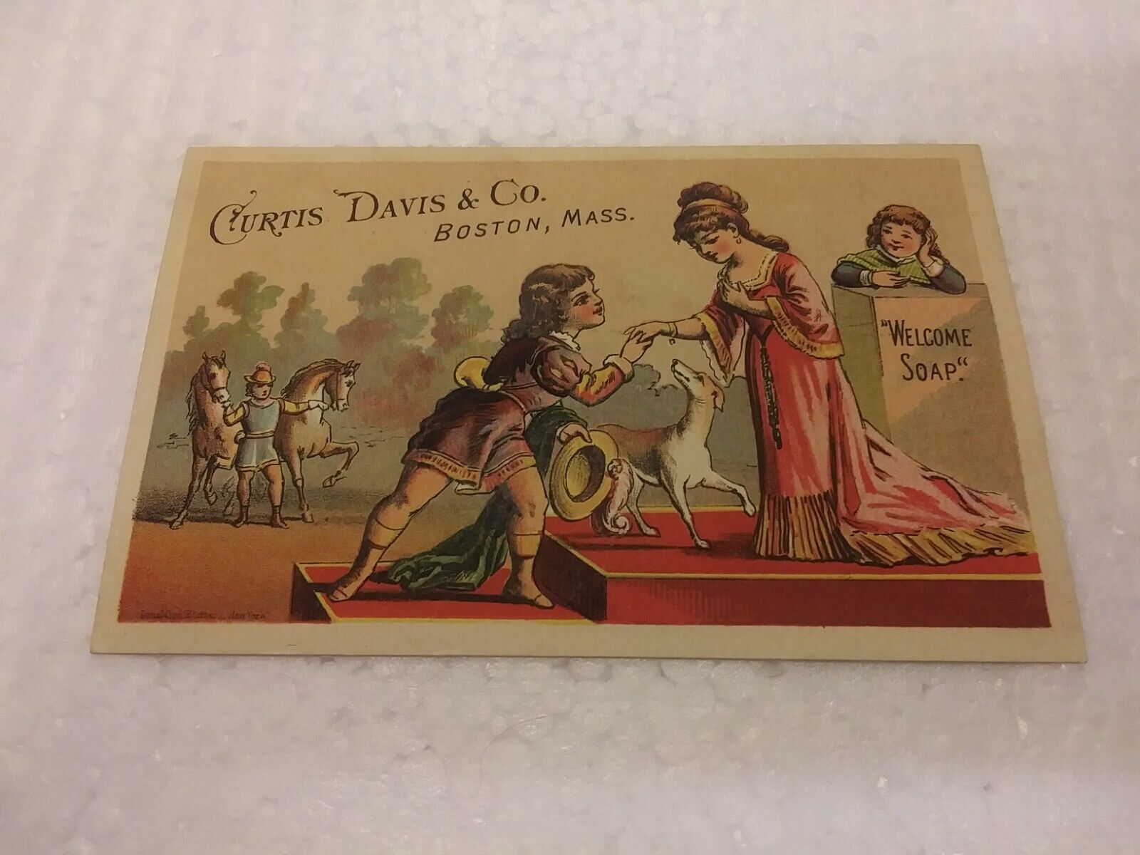 Antique Curtis Davis & CO Boston Massachusetts Welcome Soap Trade Card