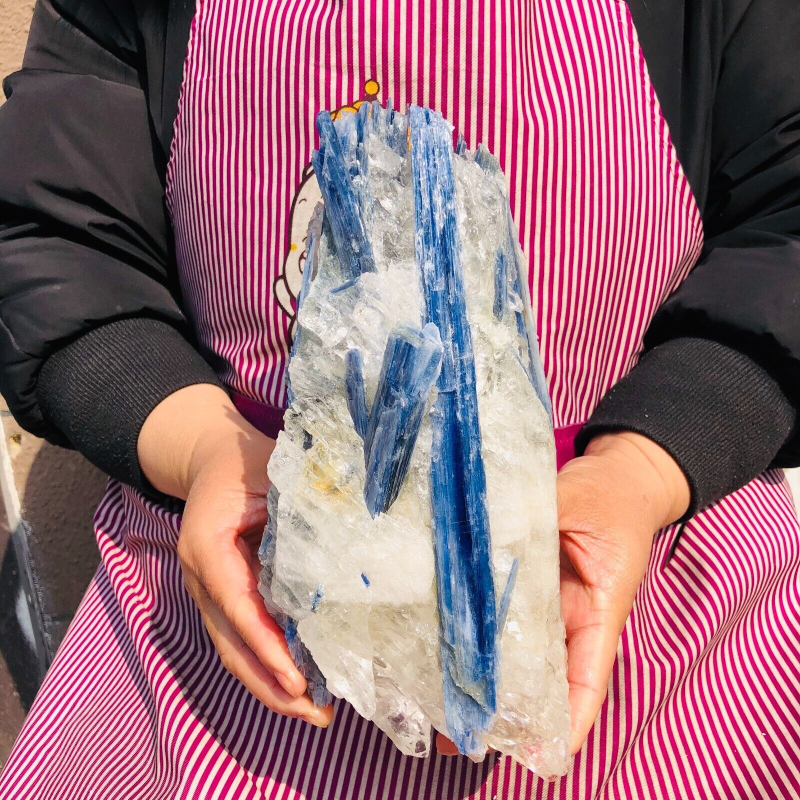 4.68LB Natural beautiful Blue KYANITE with Quartz Crystal Specimen Rough Heals