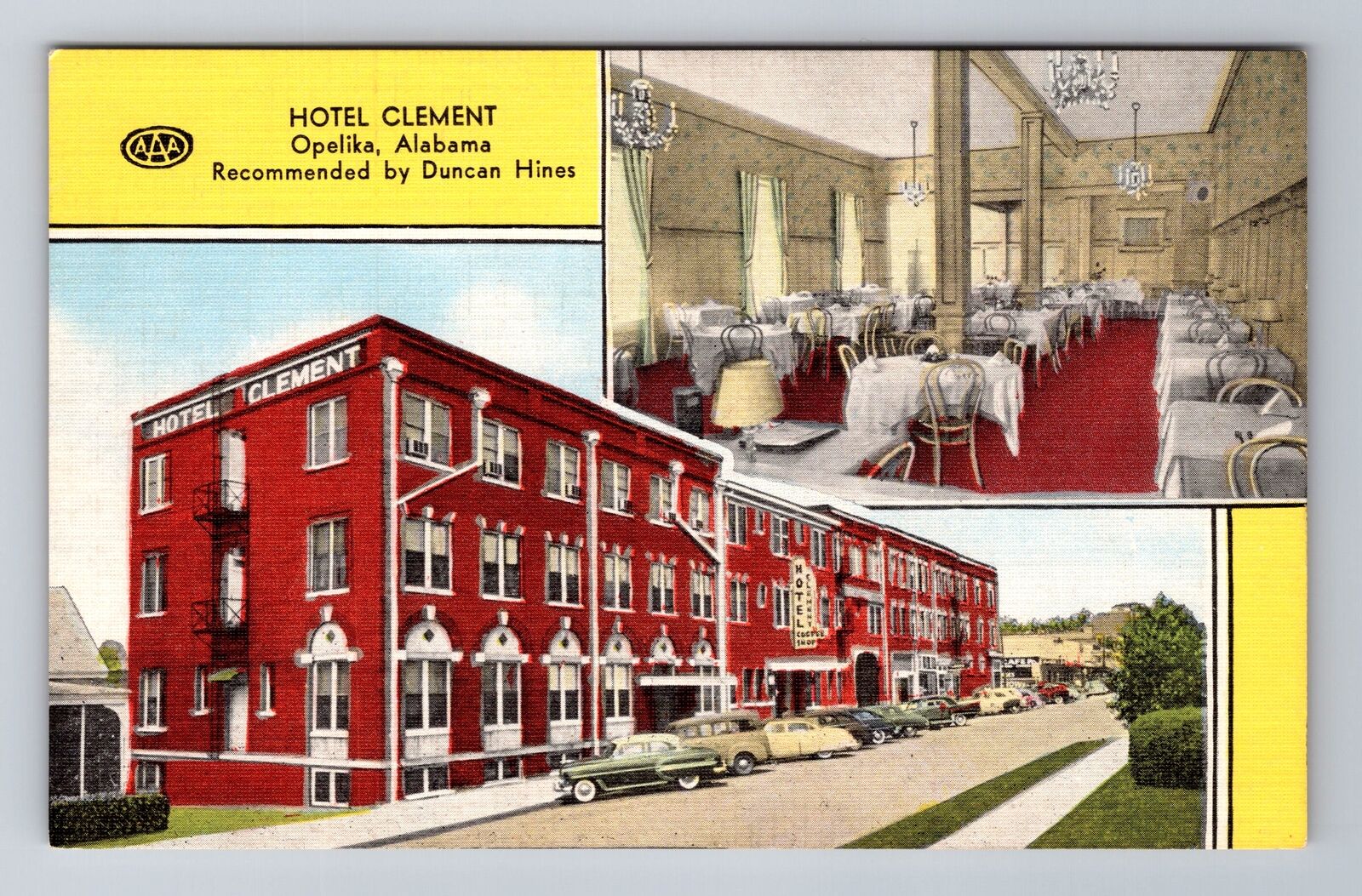 Opelika AL-Alabama, Hotel Clement, Advertising, Antique Vintage Postcard