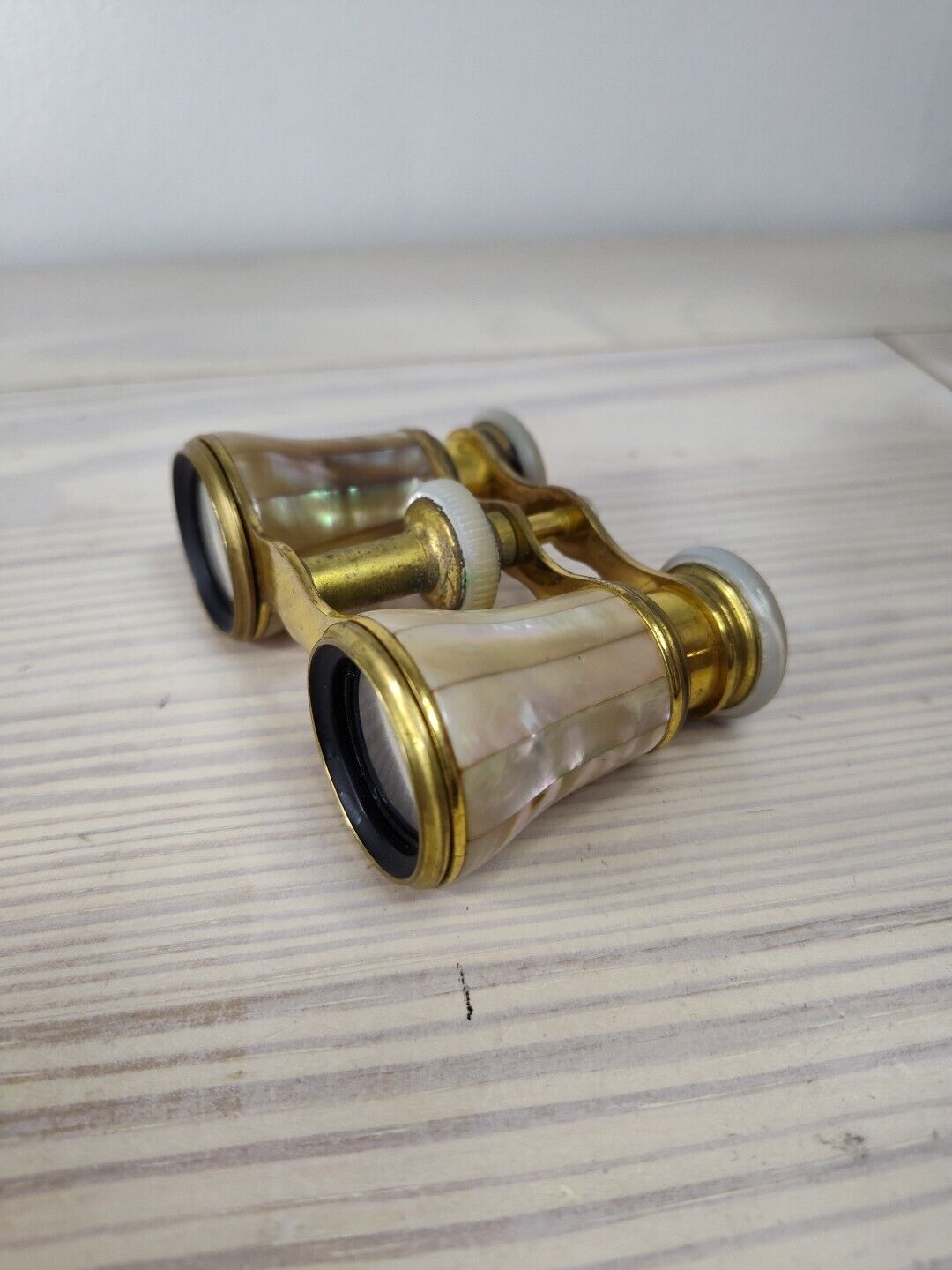 Vtg Antique French Opera Glasses Brass Mother Of Pearl Excellent Condition