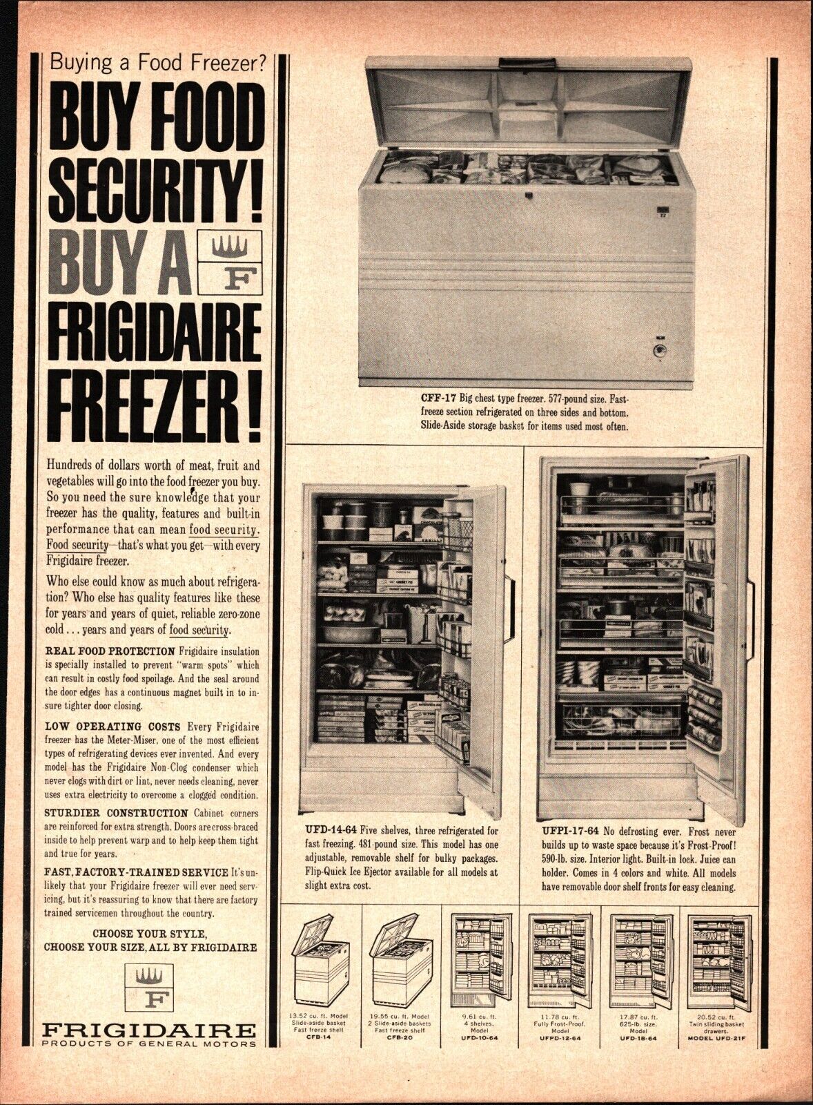 1964 Frigidaire Freezer Vintage Print Ad Upright & Chest Freezer Models Photosc9