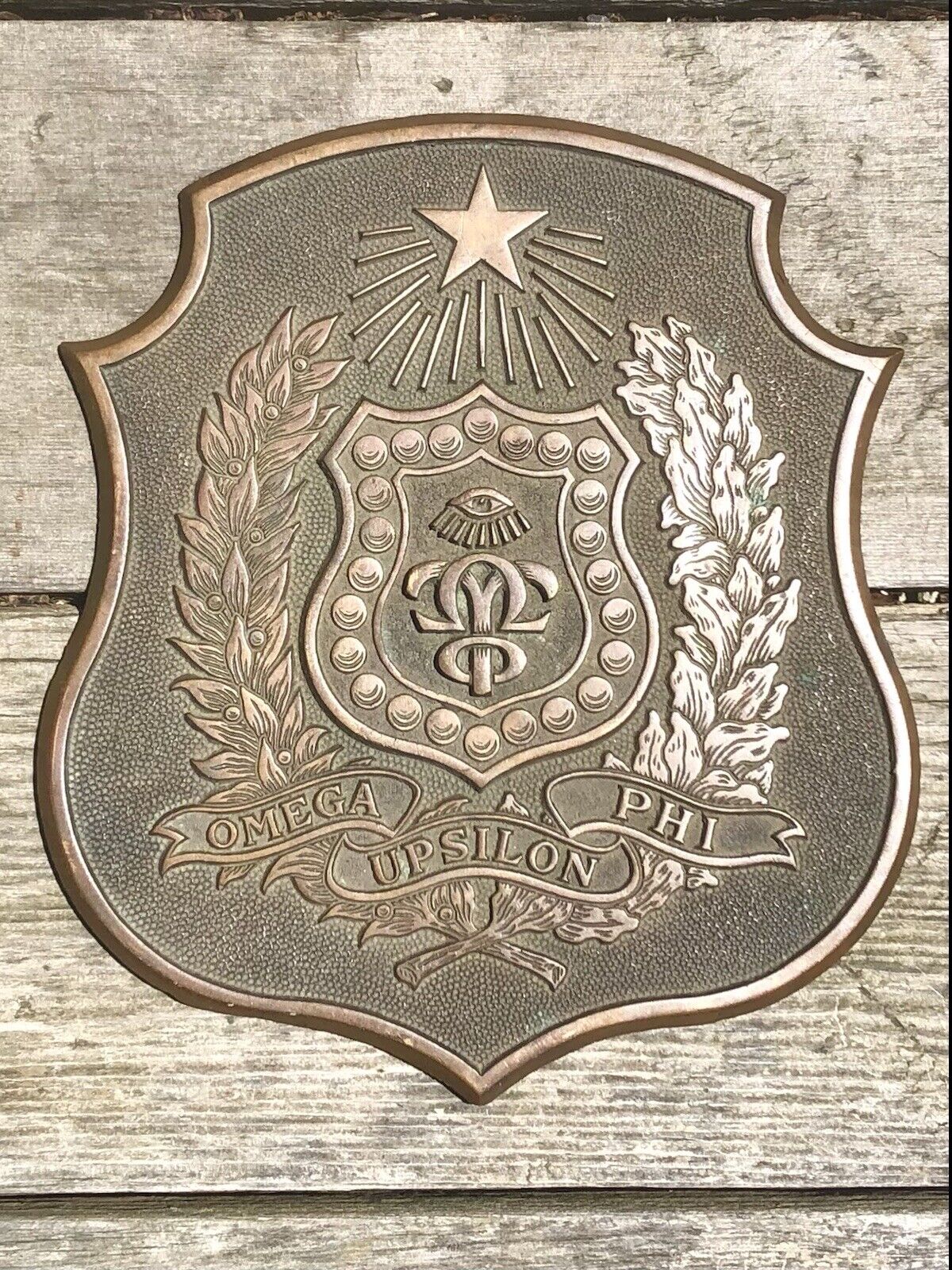 Nice Vintage Omega Upsilon Phi Bronze Plaque—Early Medical Fraternity
