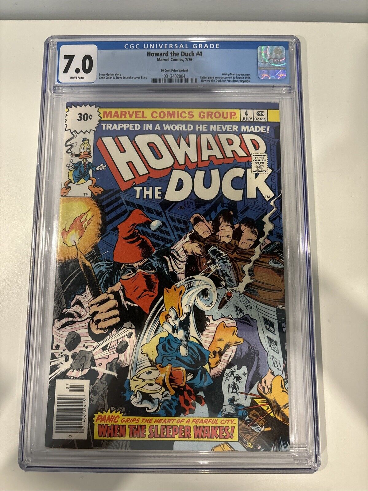 HOWARD THE DUCK #4 CGC 7.0 WHITE PAGES 30 CENT PV