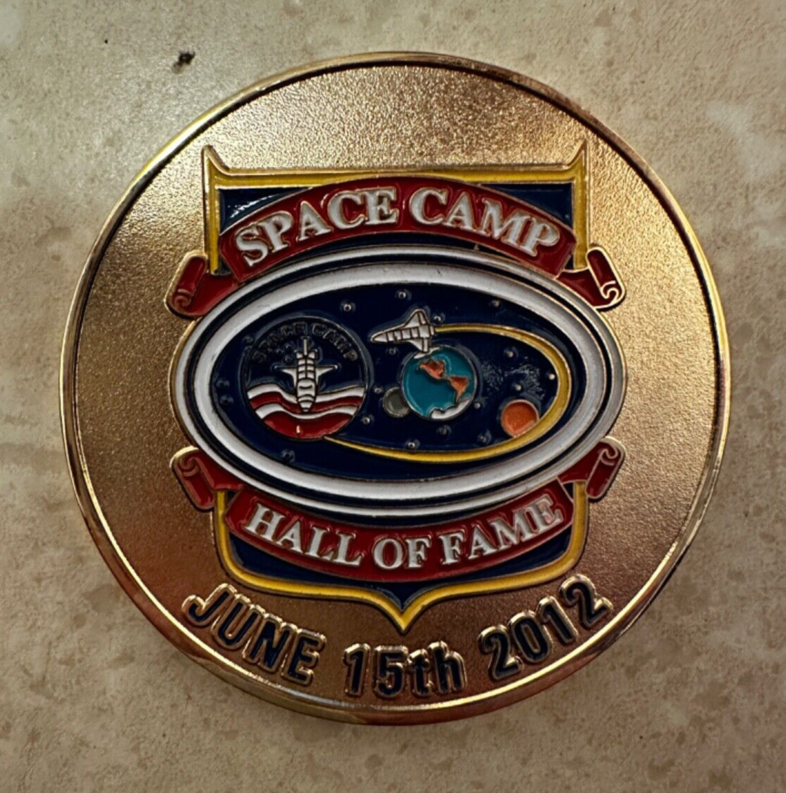 2012 NASA Space Camp Hall Of Fame Program Challenge Coin Abbams Gibson Warren