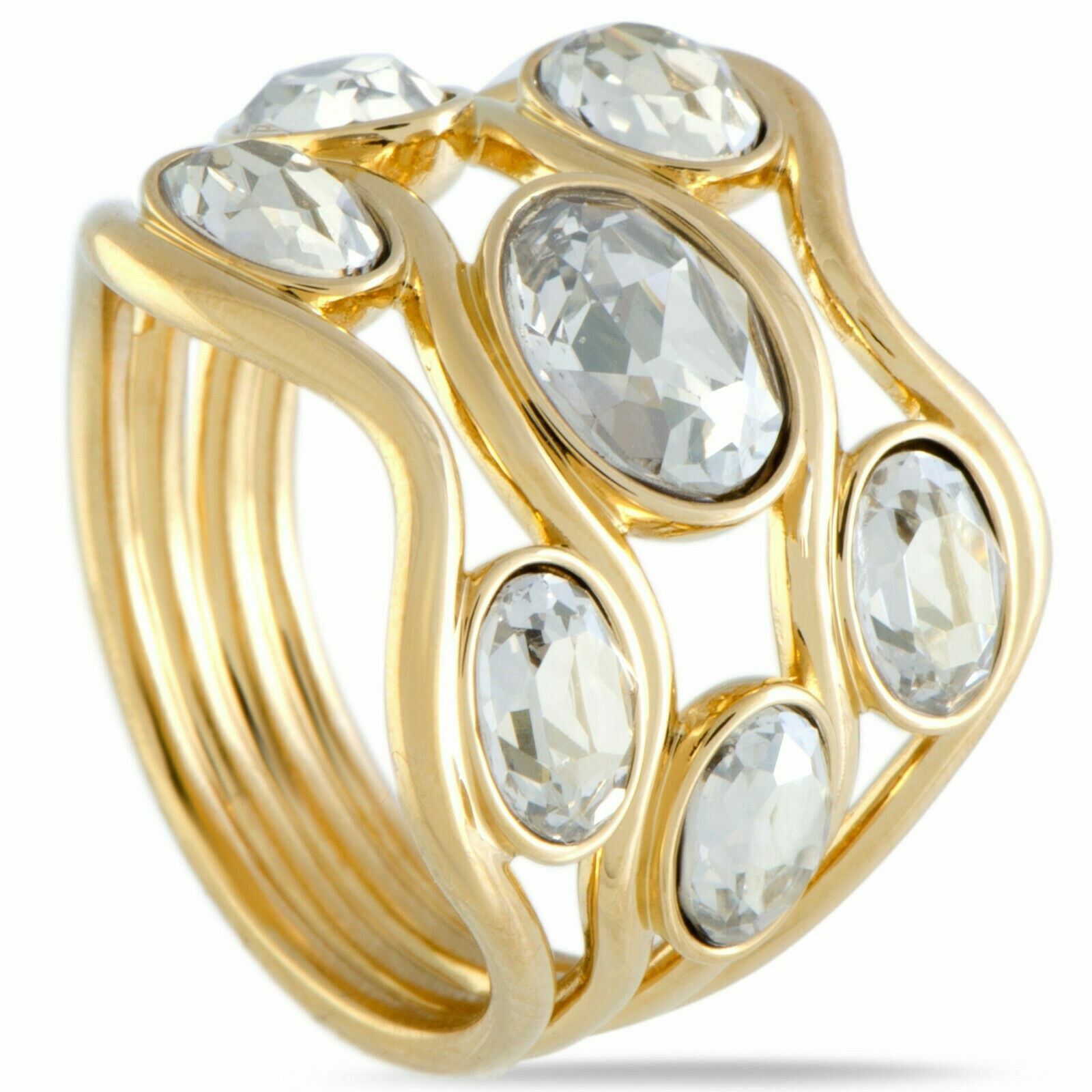 Swarovski  Swarovski Fragment Wide Ring Gold-Plated Size 58/8/L 5257665 NIB $169