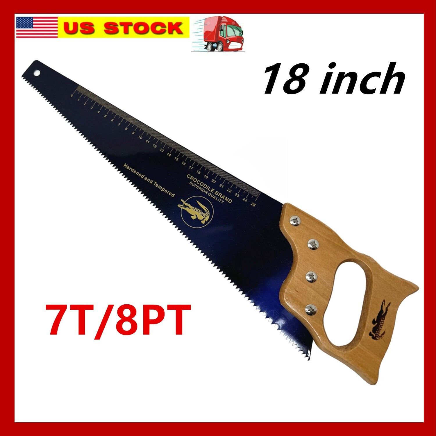 18 Inch Wood Hand Saw, 7 TPI Heavy Duty Wood Saw for Woodworking & Sawing, Black