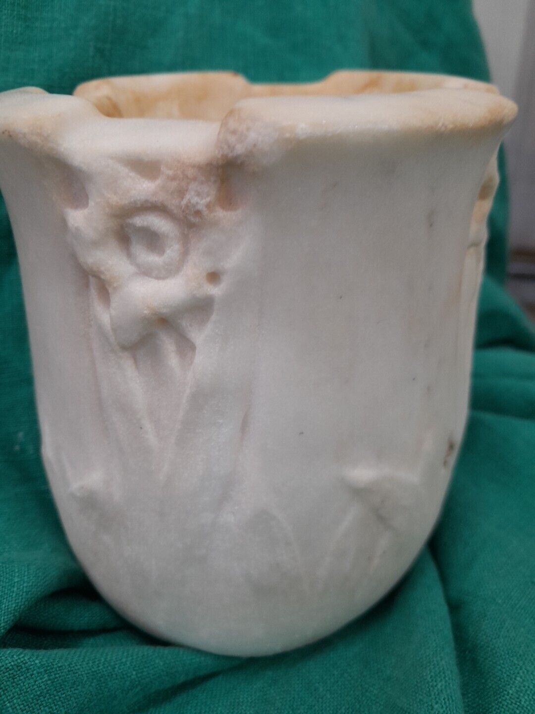 Vickery Atkins Torrey Marble? Antique Planter Pot? Heavy Signed On Bottom Stains