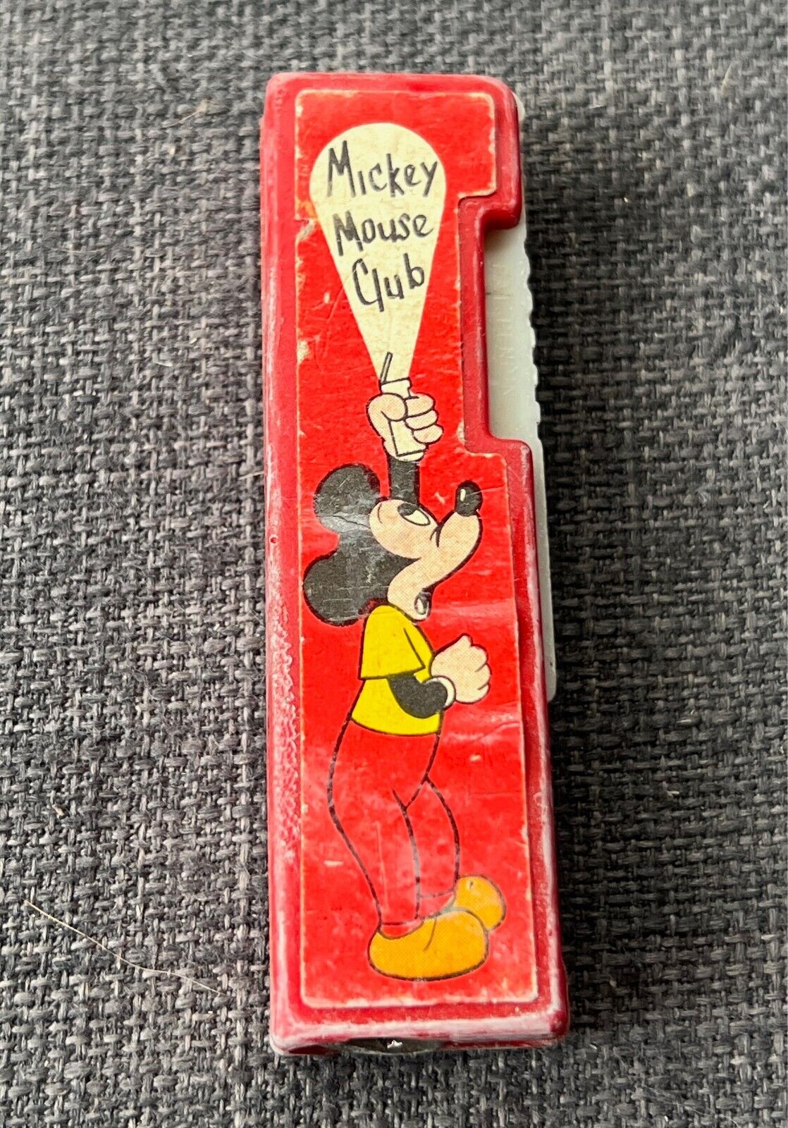 Vintage 1960s Bantamlite MICKEY MOUSE CLUB Red Flippo Flashlight - Not Working