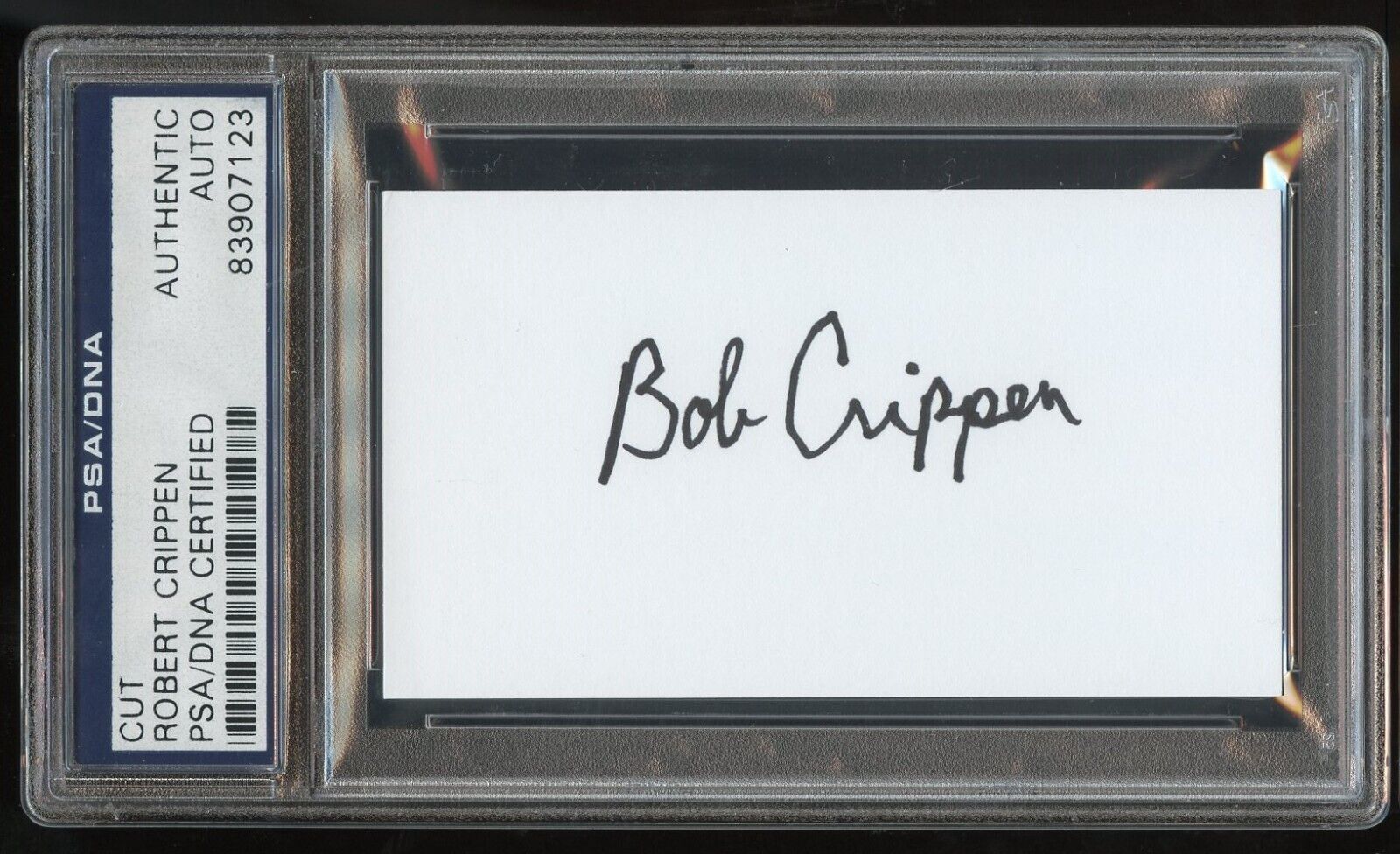 Robert Crippen signed autograph 2x3.5 cut American Test Pilot Astronaut PSA Slab