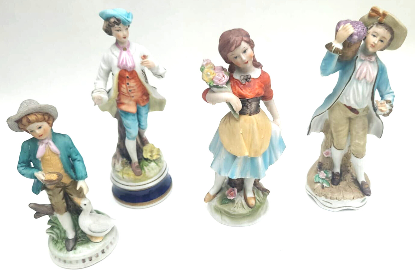 Vintage European Porcelain Figurines - Set of 4 Peasant Children - 8