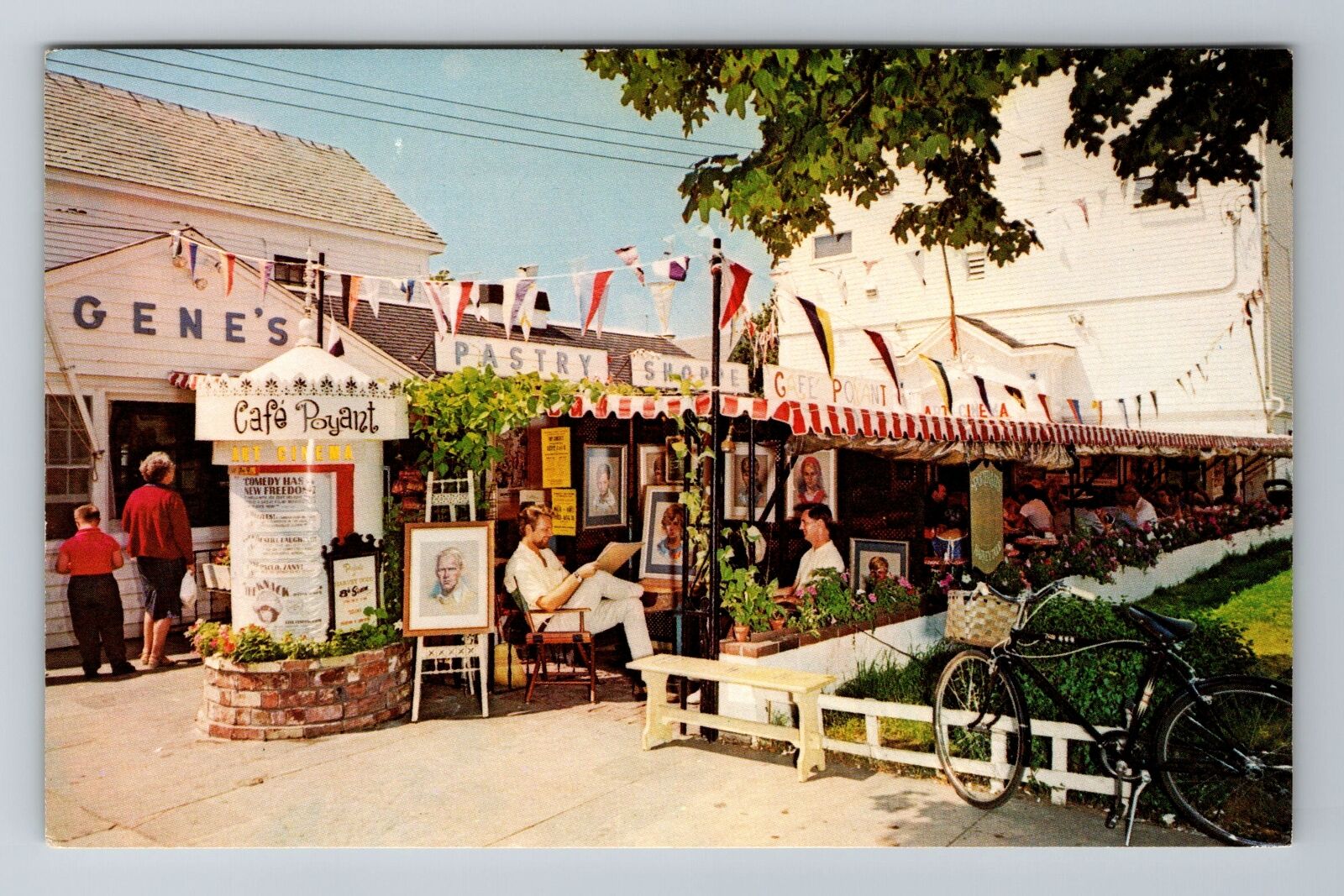 Provincetown, MA-Massachusetts, Sidewalk Cafe, Portrait Artist, Vintage Postcard