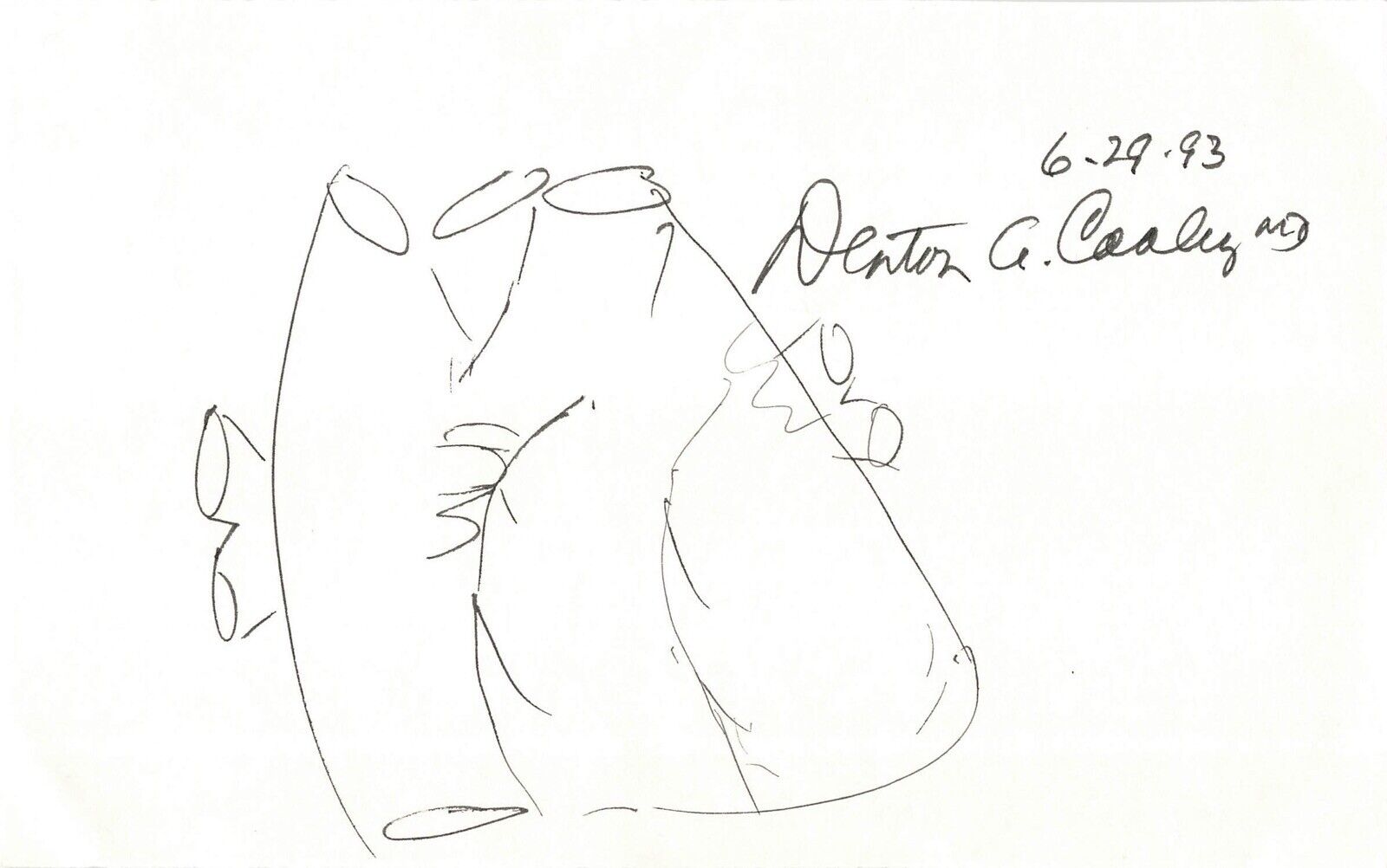 Denton Cooley Heart Surgeon Signed Autograph 8 x 5 Sketch Cut PSA DNA j2f1c
