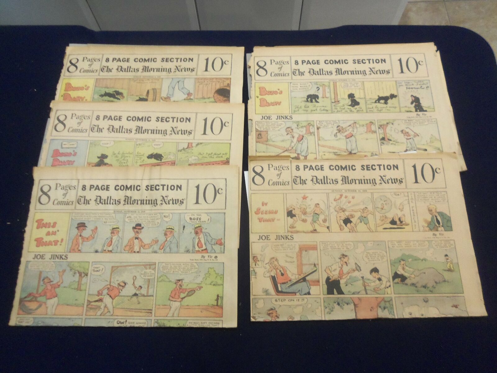 1929-1930 THE DALLAS MORNING NEWS SUNDAY COLOR COMICS - LOT OF 5 - NP 5190