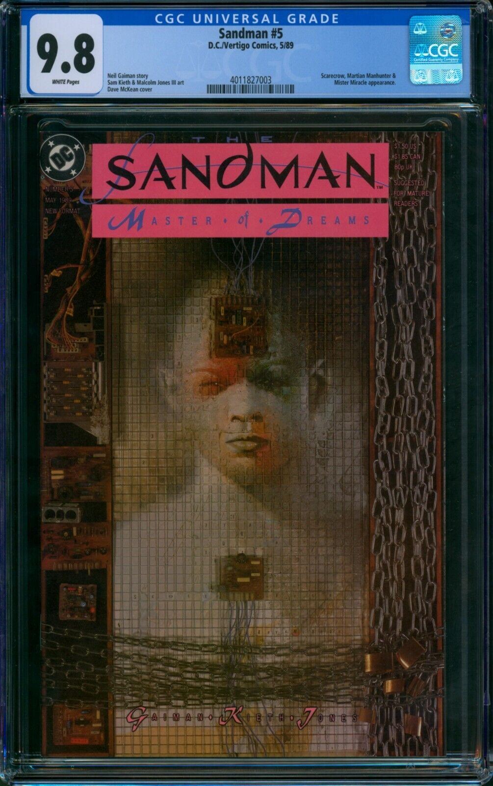 Sandman #5 ❄️ CGC 9.8 WHITE Pages ❄️ Scarecrow Gaiman DC Vertigo Comic 1989