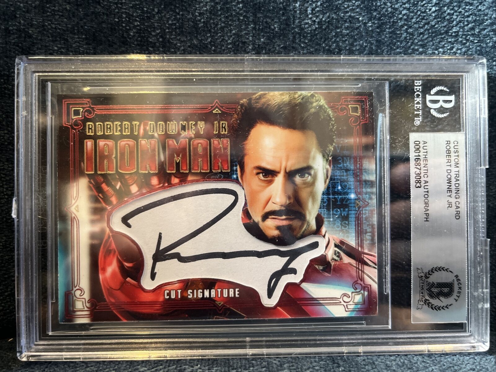 Robert Downey Jr Iron Man Authentic Signed 1/1 Custom Trading Card BAS Slabbed