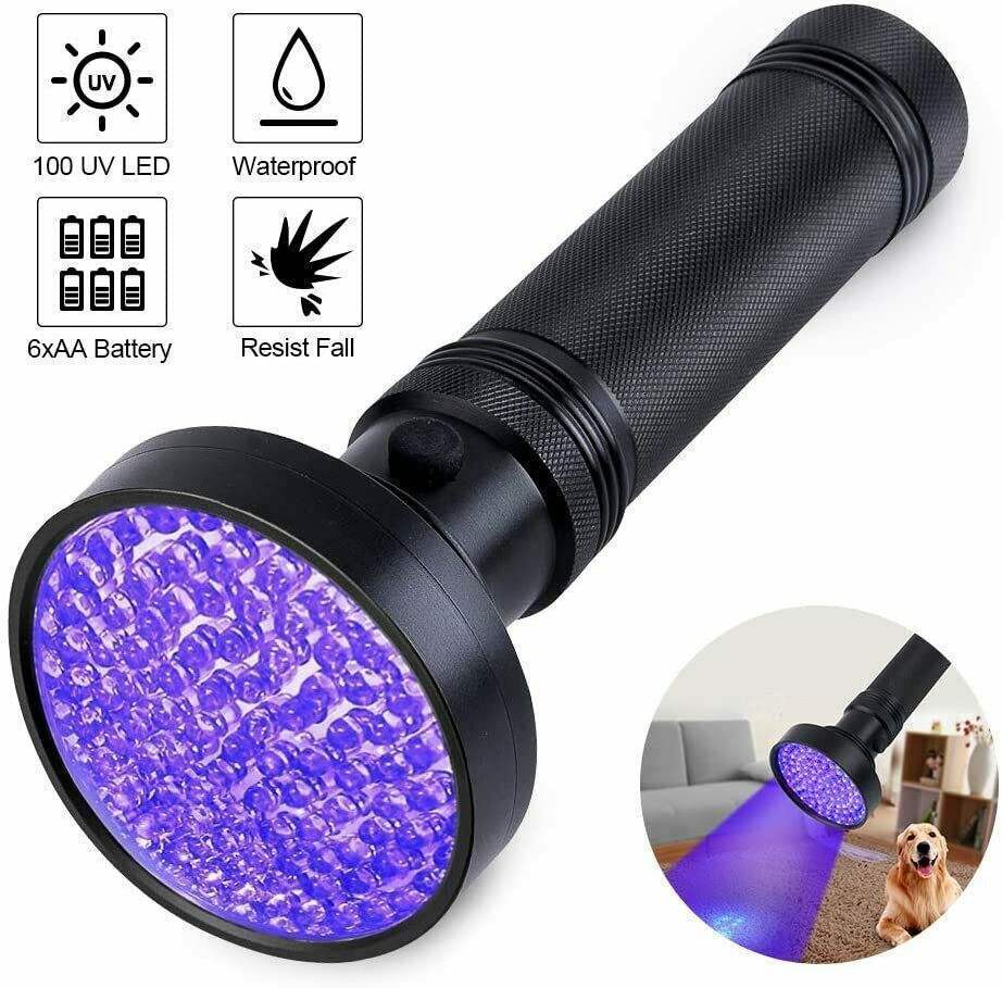 100 LED Ultra Violet Flashlight Blacklight Light UV Flashlight Inspection 395 NM