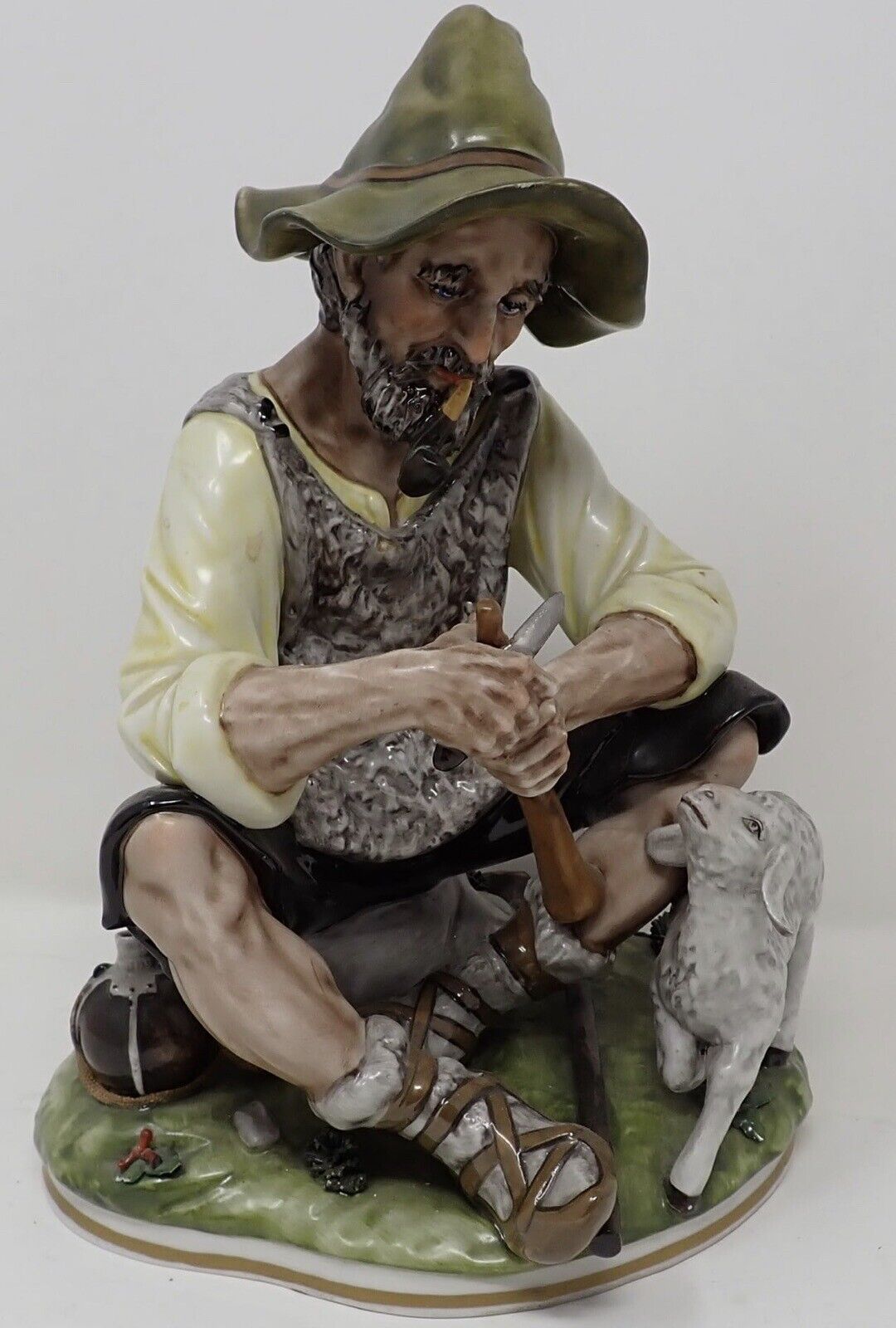 Dresden Porcelain Figurine Old Man Woodworking With Lamb