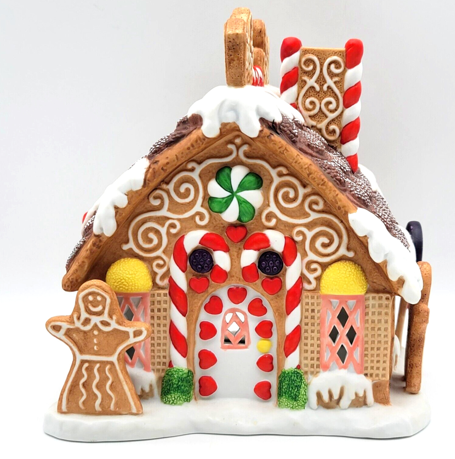 PartyLite Christmas Gingerbread Cookie Candy Tea Light House Cottage in box