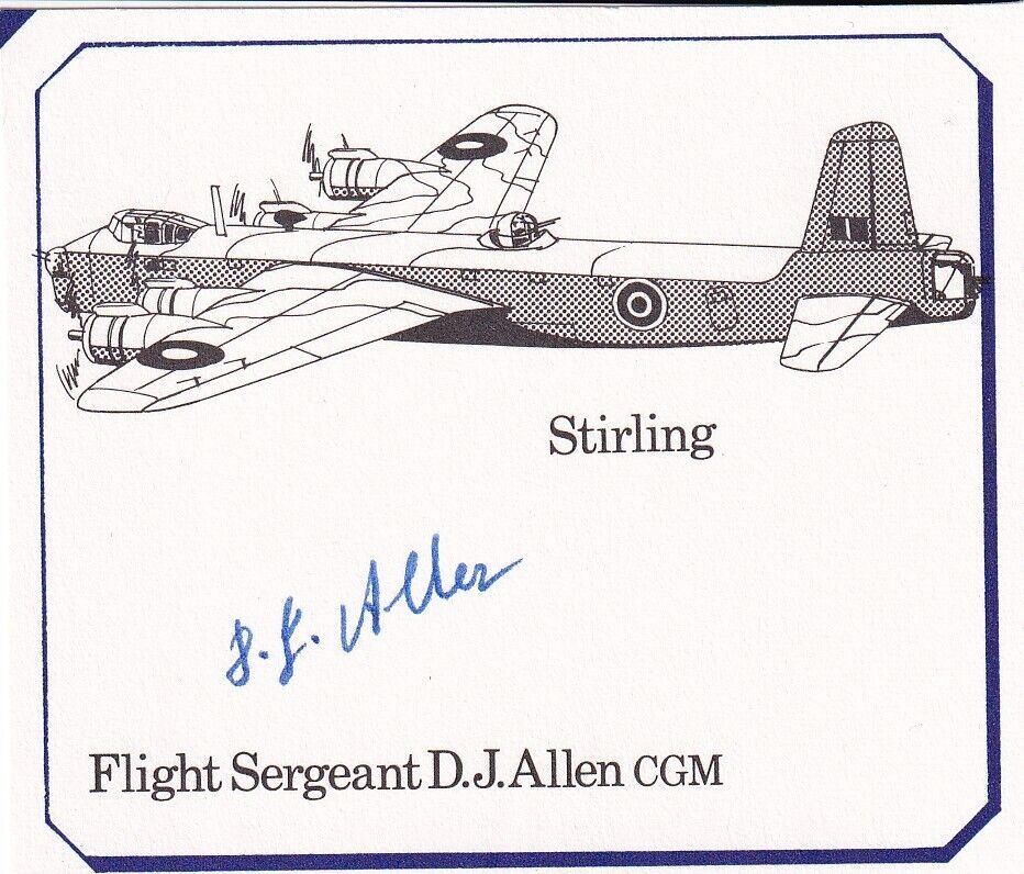 Piece Signed Sgt D J Allen CGM 467 (RAAF) Sqn Mid Upper Gunner