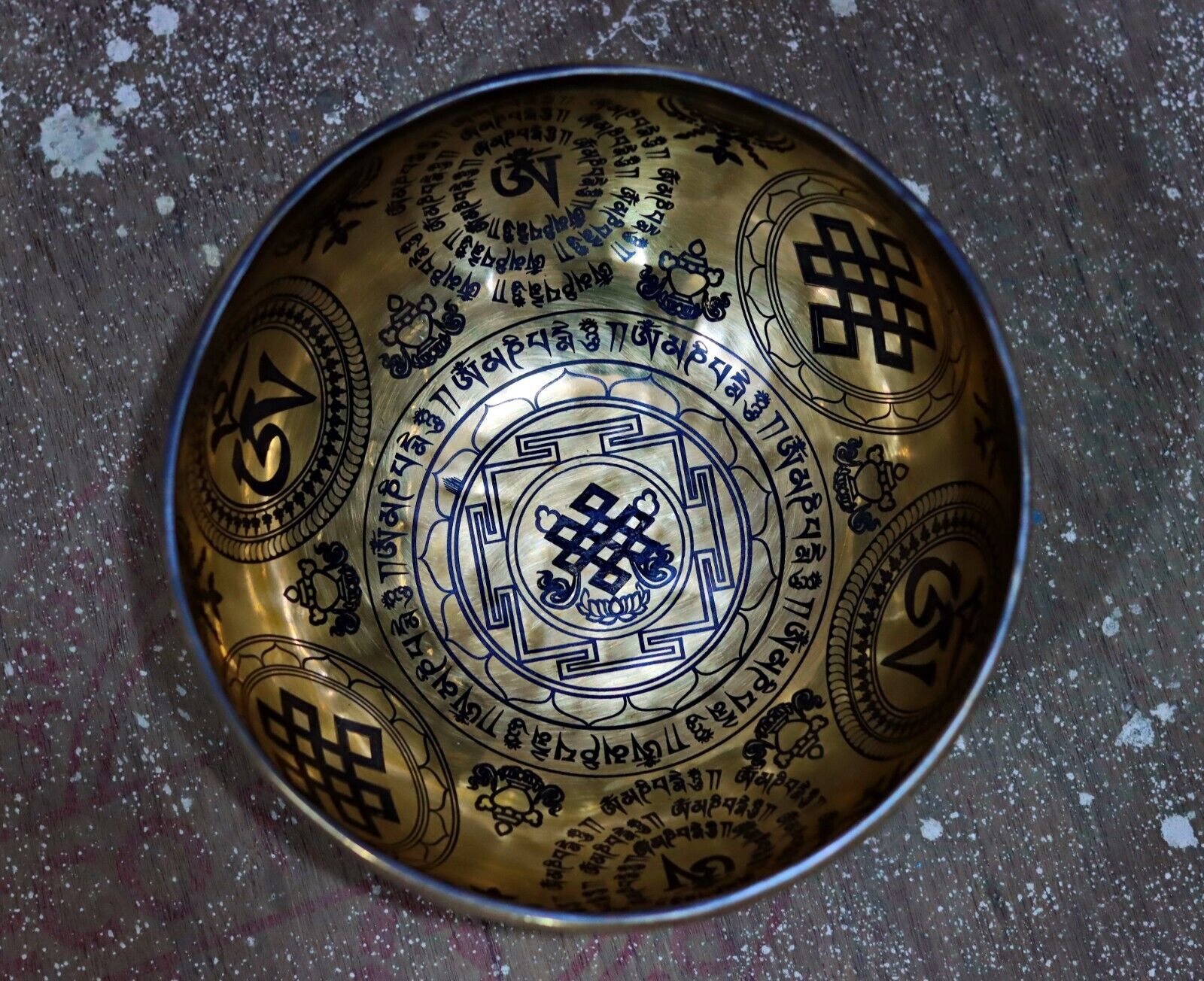 9 inches Special Endless Knot Super Fine Carving Singing Bowl From Nepal.