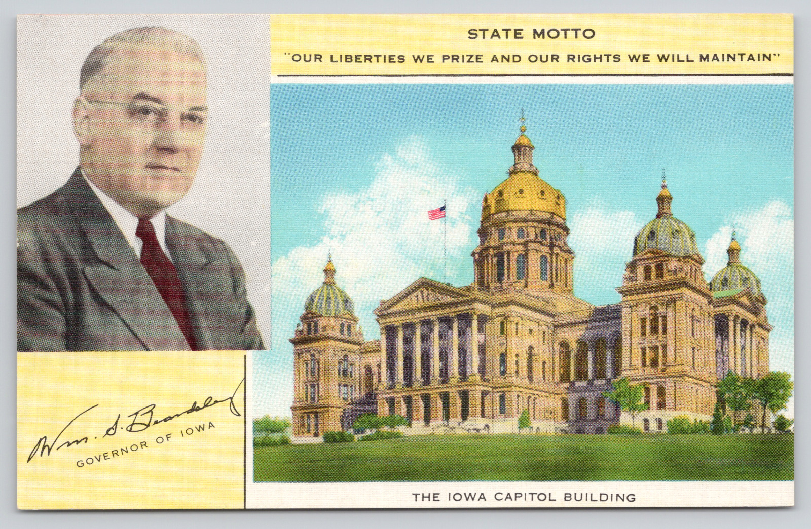 Iowa Capitol Building State Motto Governor Beardsley Des Moines, Iowa A616