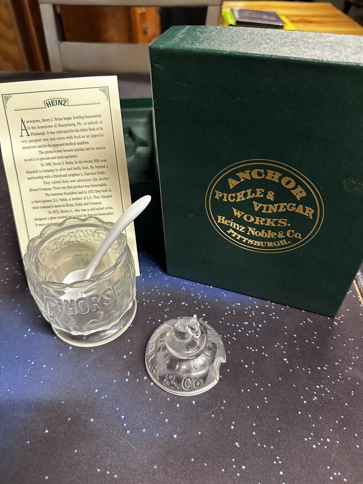 Vintage 1993 HEINZ NOBLE CO Anchor Pickle & Vinegar Works HORSERADISH GLASS JAR