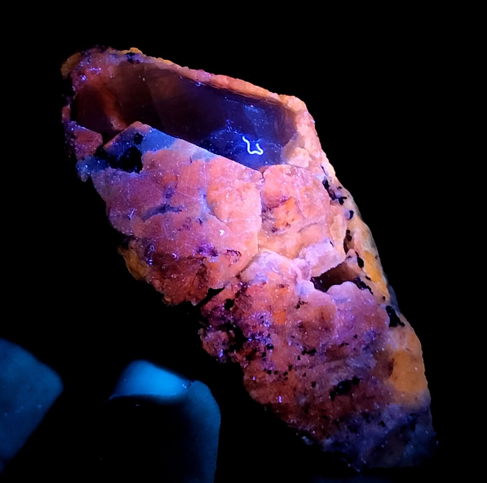 161 Gm Beautiful Natural Fluorescent Sodalite With Marialite &Pyrite Specimen~AF