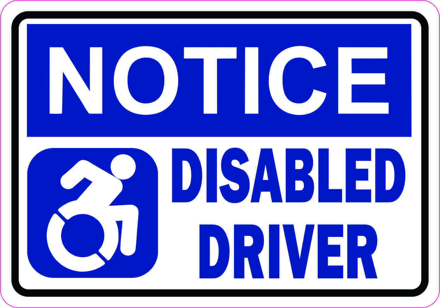 5x3.5 Dynamic Symbol Notice Disabled Driver Magnet Car Vehicle Magnetic Sign
