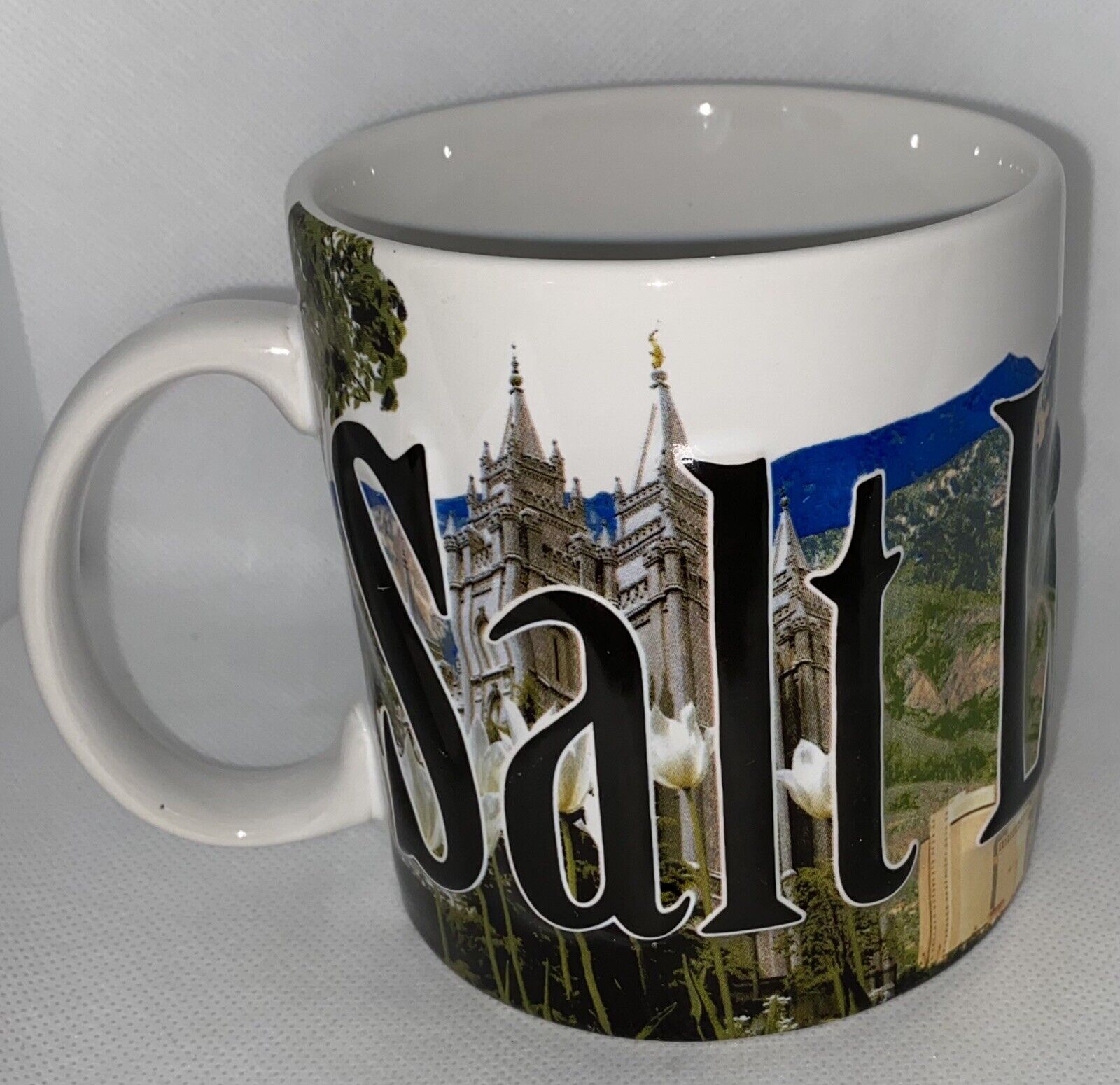 Salt Lake City Utah Large Souvenier Coffee Mug Raised Design Americaware 2007