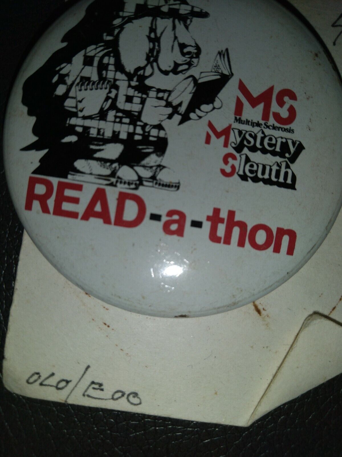read-a-thon for MS mystery sleuth multiple sclerosis Pinback Button Pin,☆ bin322