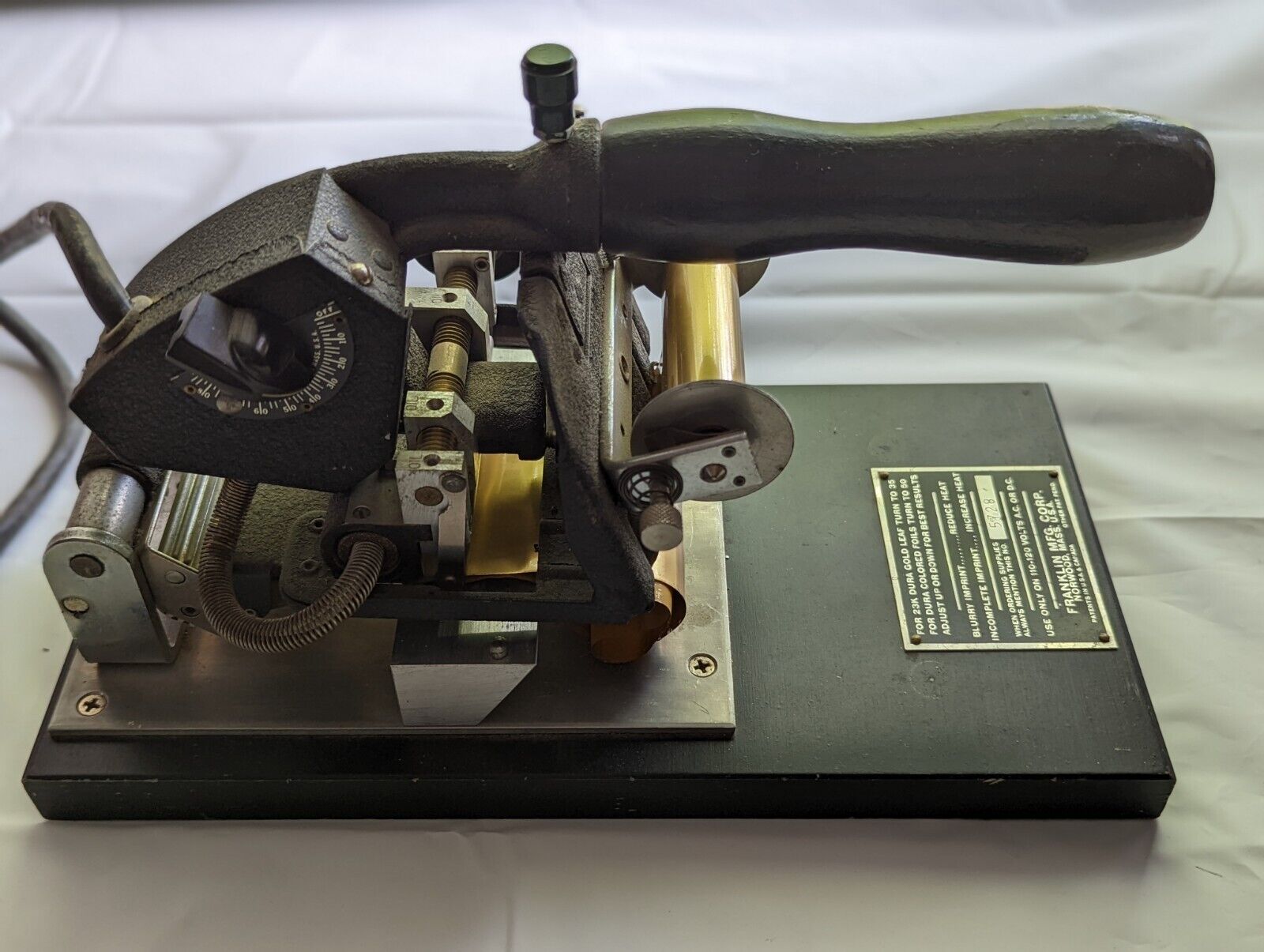 Vintage Franklin Signet Embosser  Imprinter Hot Foil with gold foil