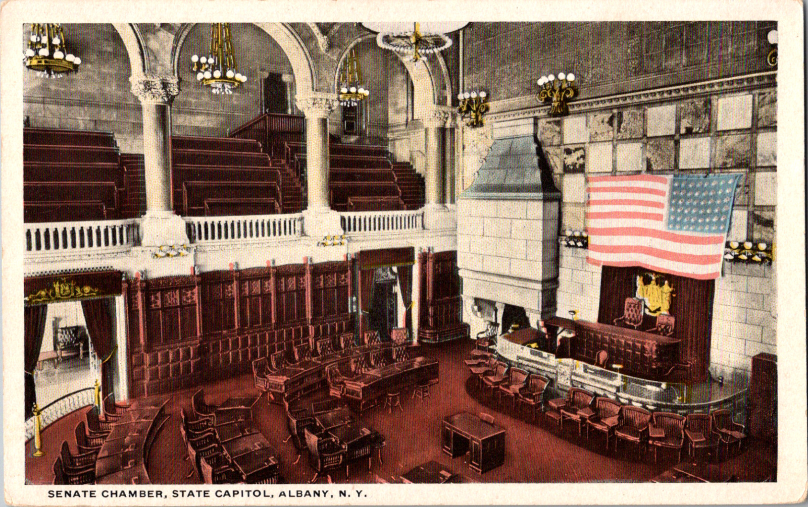 Vintage 1920's View of Senate Chamber New York State Capitol Albany NY Postcard