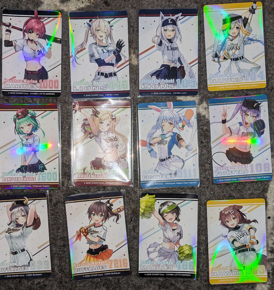 Hololive x PACIFIC LEAGUE(JAPAN Baseball) cards (all 12 cards bundle)